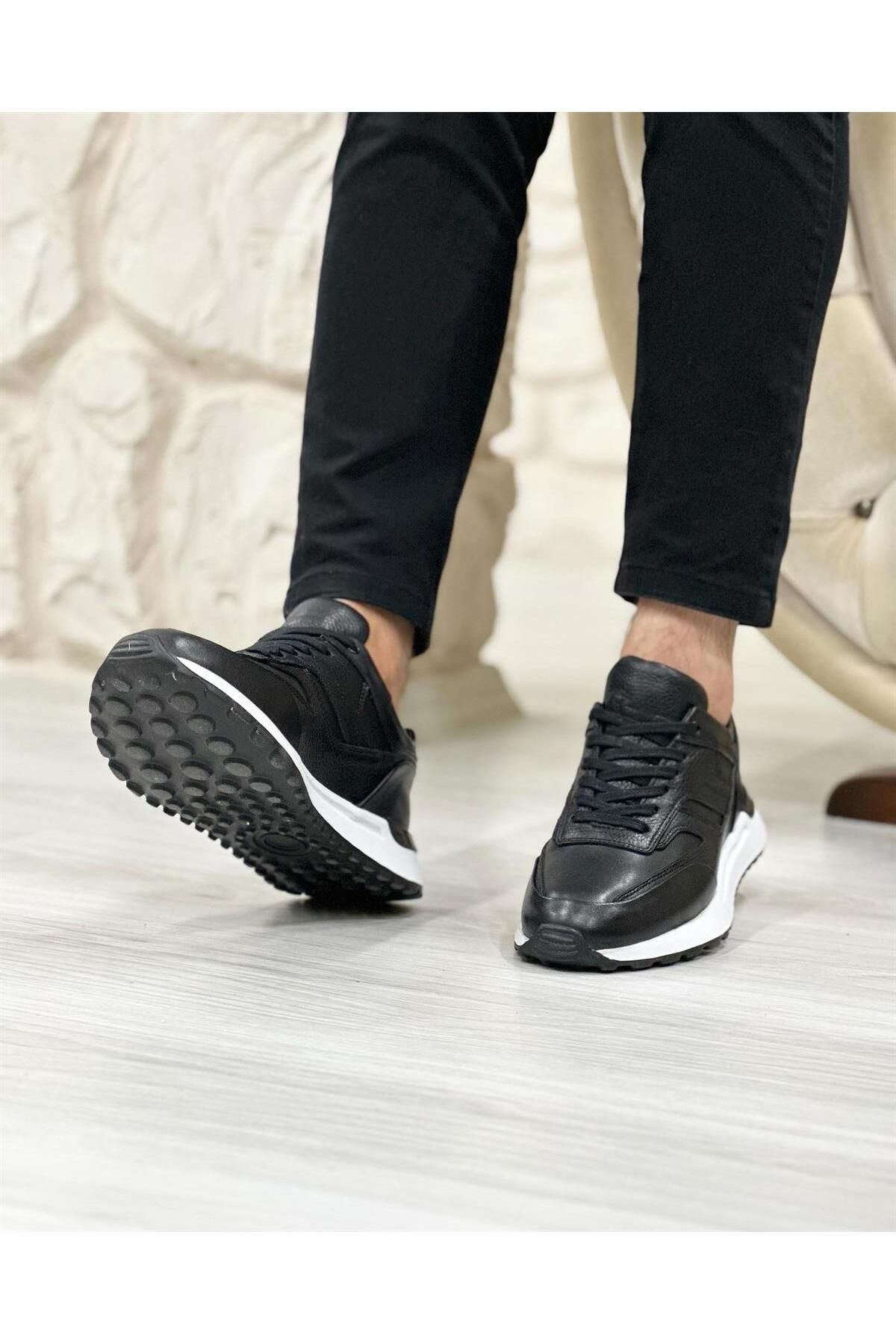 اسنیکر مشکی مردانه سیاه آرت 5634 کفش ورزشی چرمی ByItallanoshoes