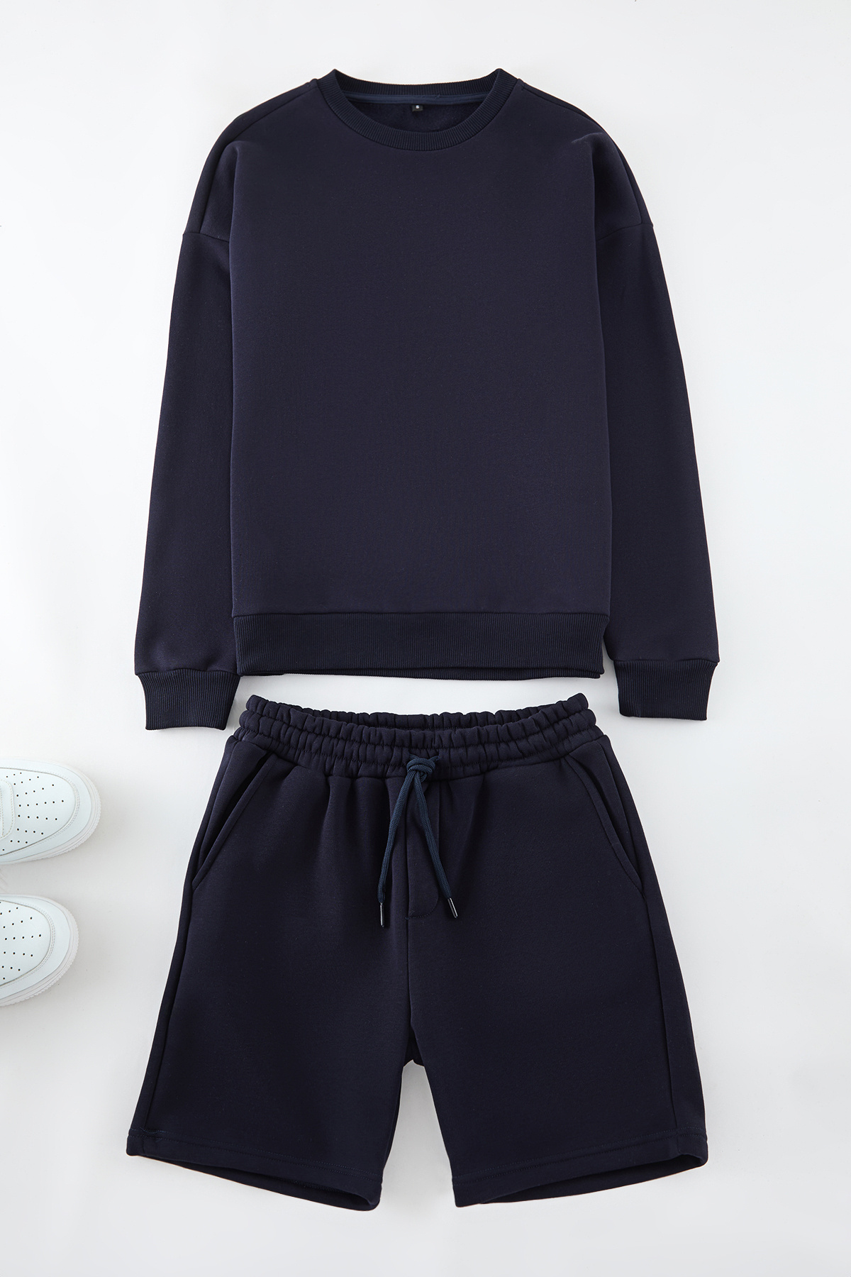 Trendyol Collection-Φούτερ Navy Blue Oversize - Φούτερ και ανδρικά σορτς 3 τεμαχίων TEDAW25EM00003 3