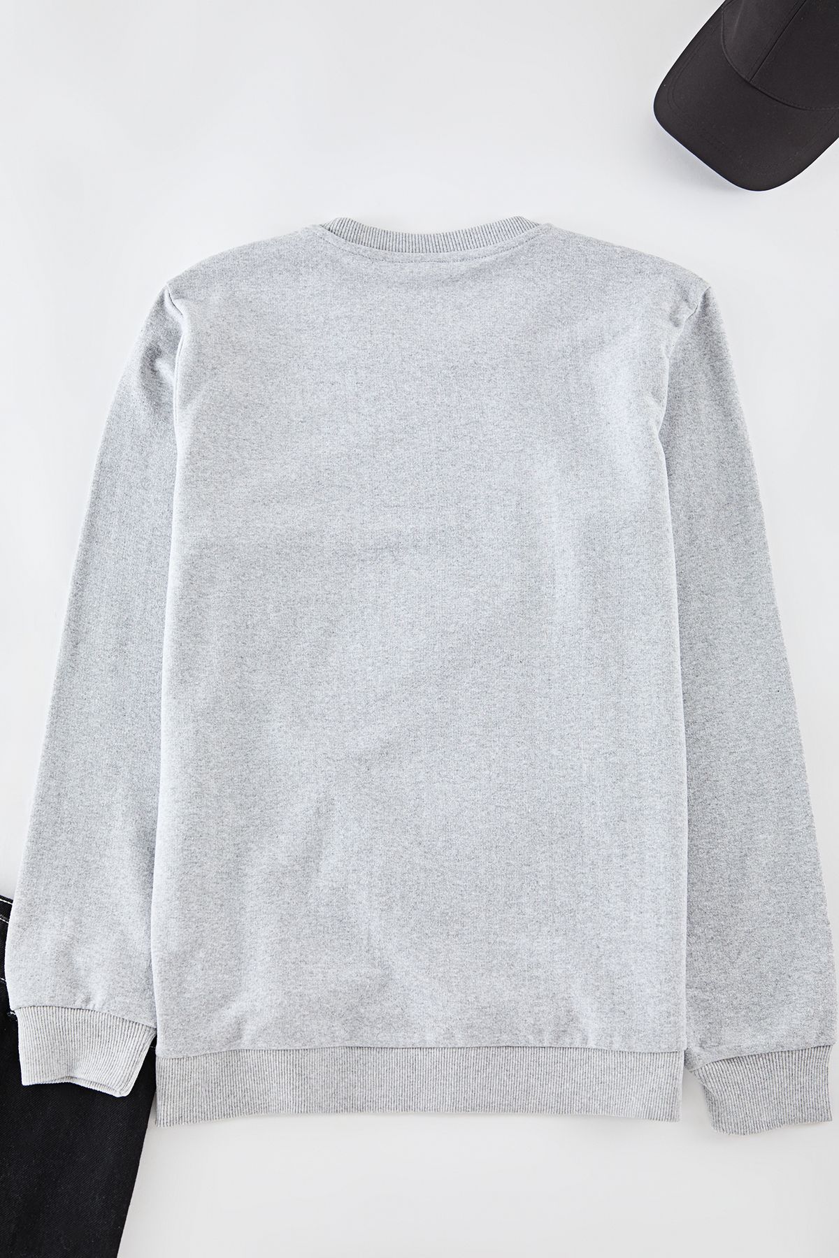 Edit by Trendyol-Unisex šedá teplá mikina s výstřihem - Regular Cut Tedaw25Sw00035 4