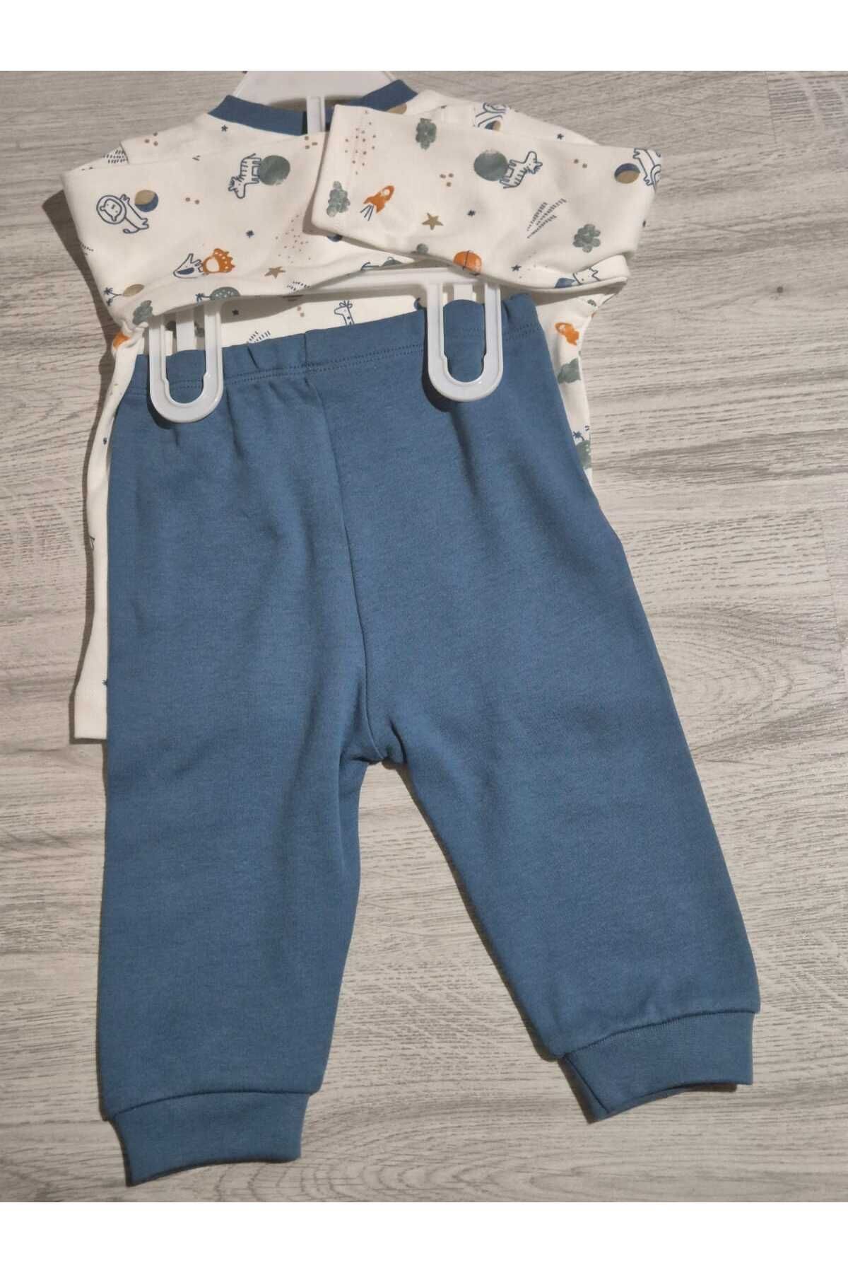 Mother Love-Organic Blue Animal Pattern Pajama Set 2