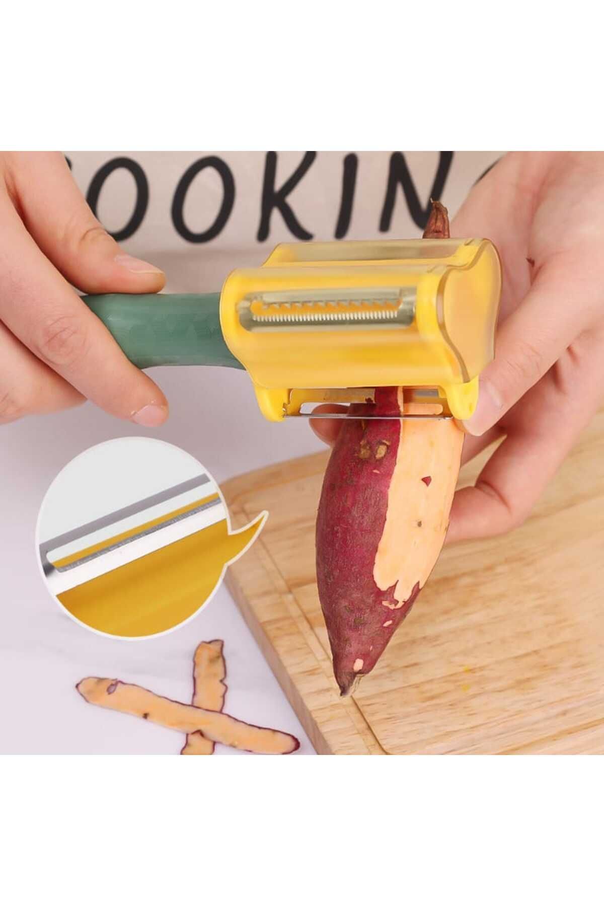 TİNEKE-Practical Julien Peeler - Fruit Vegetable Shell Collector, 1 Pc 3