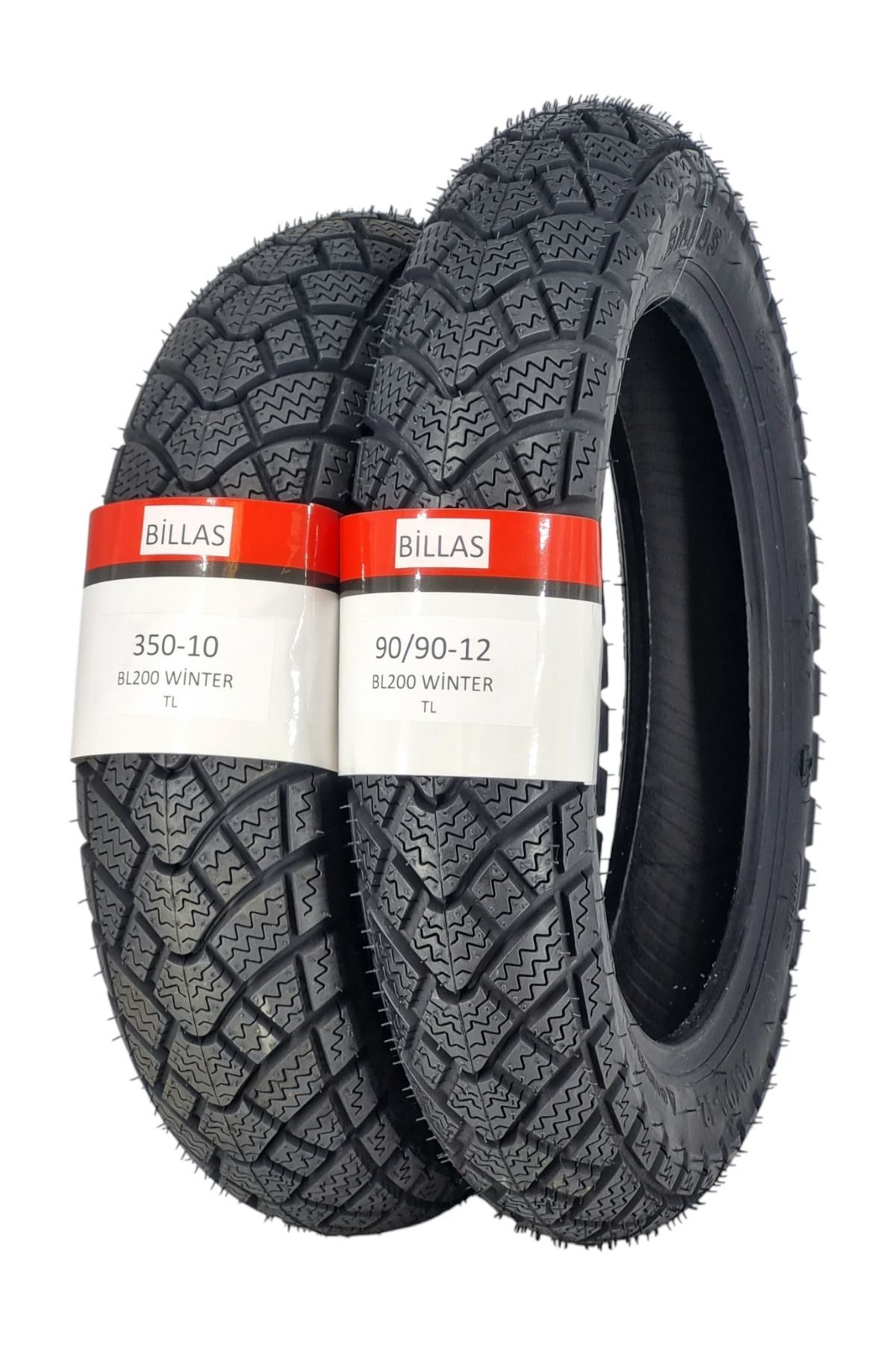 Billas KIŞLIK LASTİK 350-10 VE 90/90-12 TAKIM TL (TUBELESS - DUBLEKS) BL200