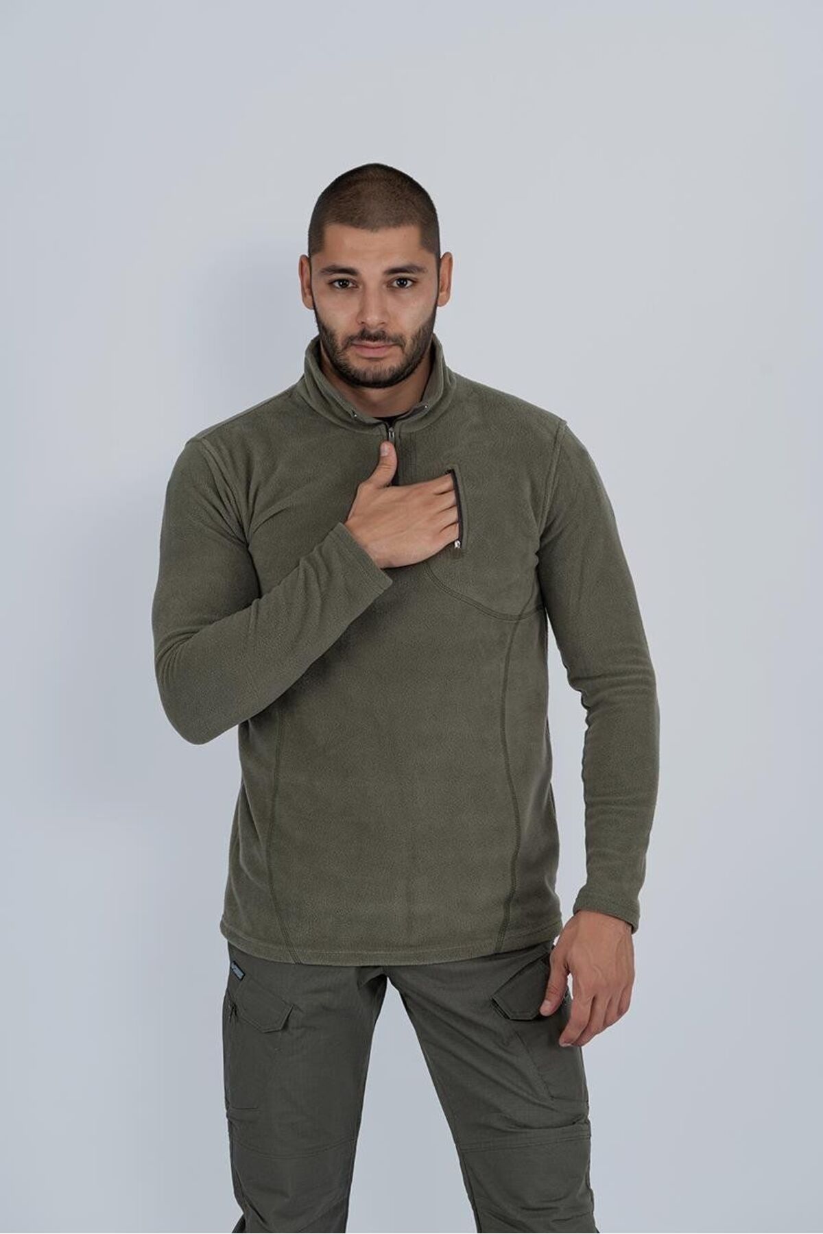 سویشرت تاکتیکی نیم زیپ Bikatex مدل Polar Anti-Polding Fit Stand Up Collar Fleece - 903-KHAKI - XL — خاکی 4B8PJEY8RM — تصویر 4 از 6