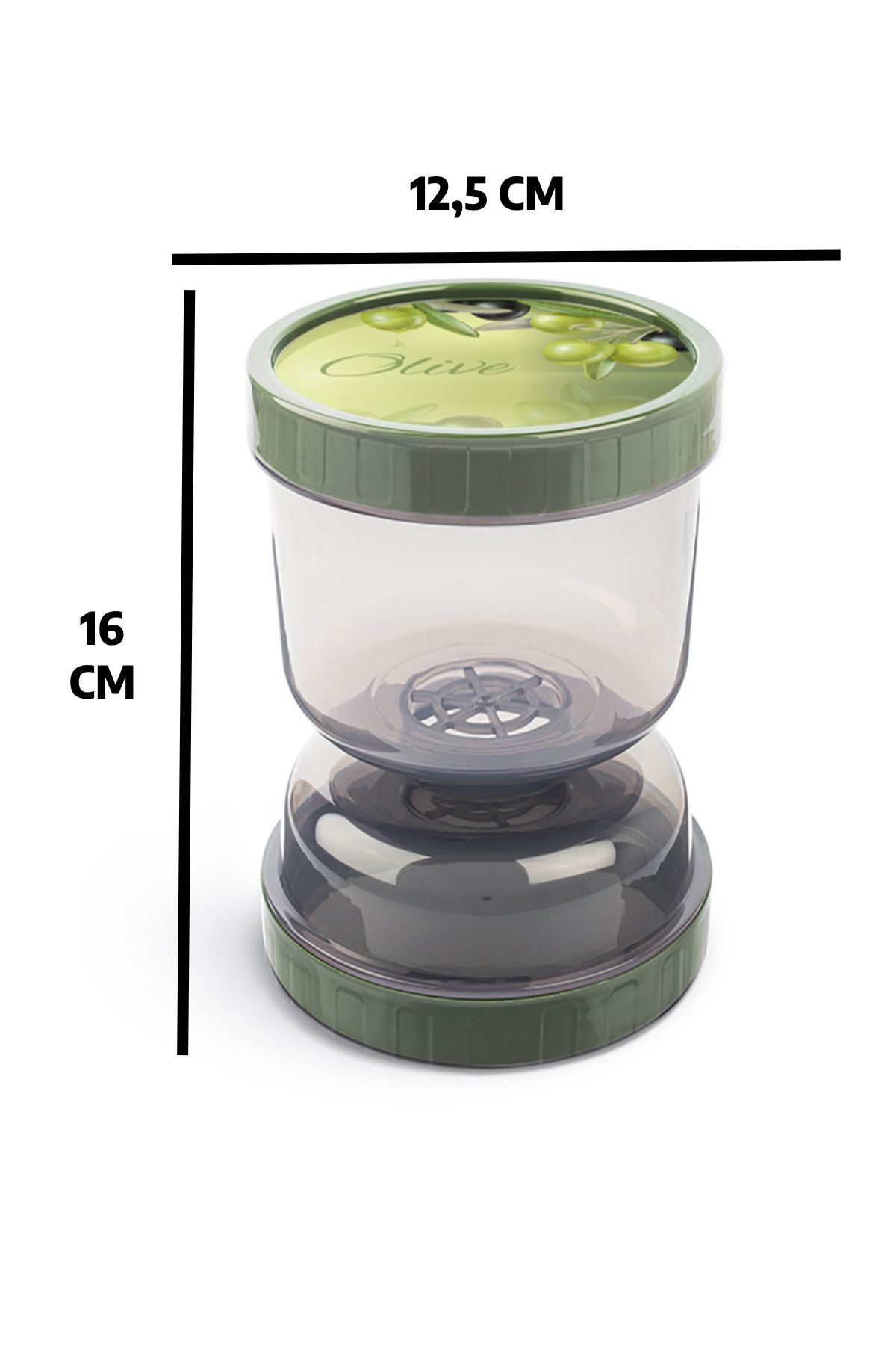 Open Home Concept-Transparent Olive and Pickle Storage Container - with Hourglass Strainer, No -1 6