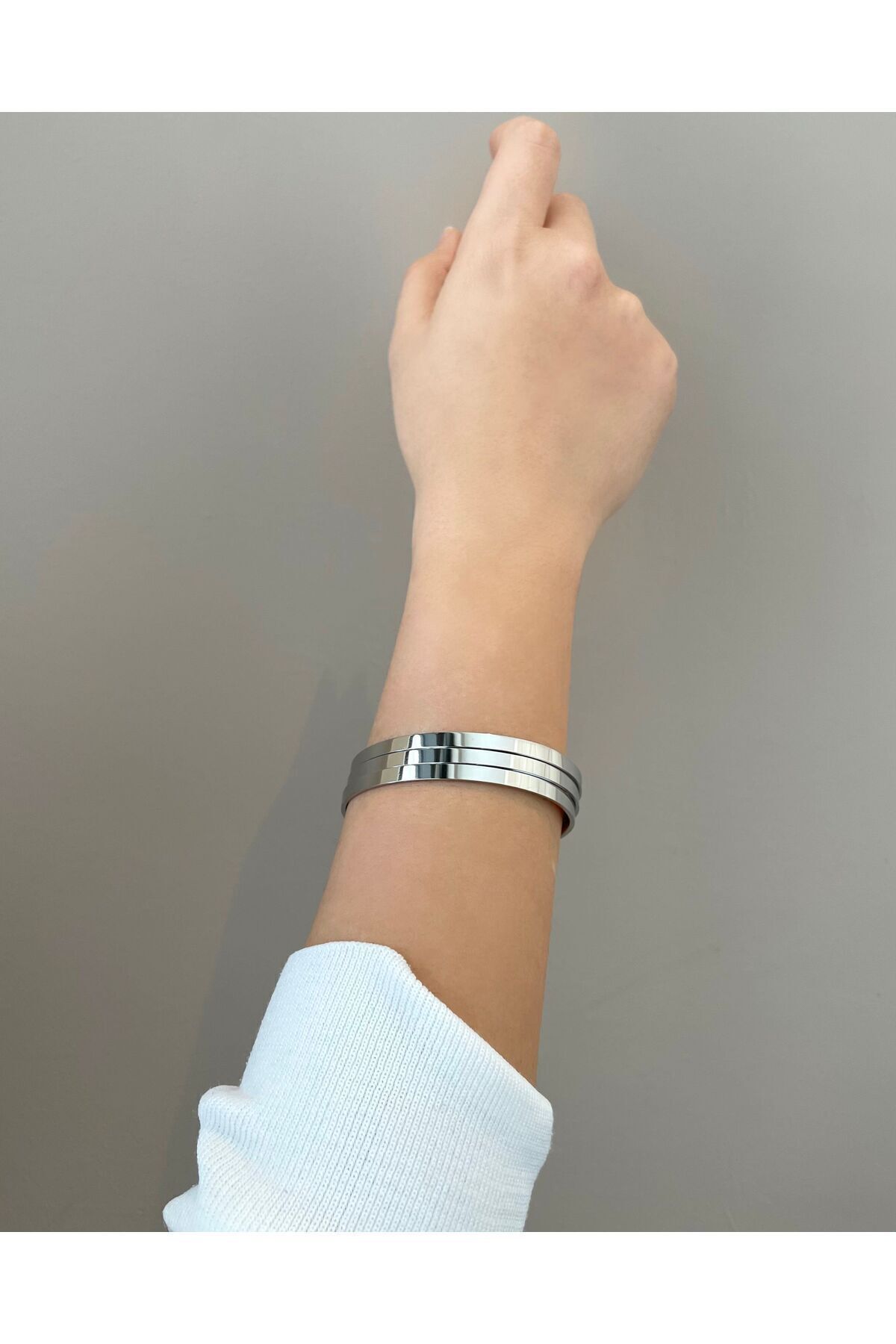 nerora-Stainless Steel 3-Piece Ajda Bracelet Silver Thick (FRACED GUARANTEED) 4