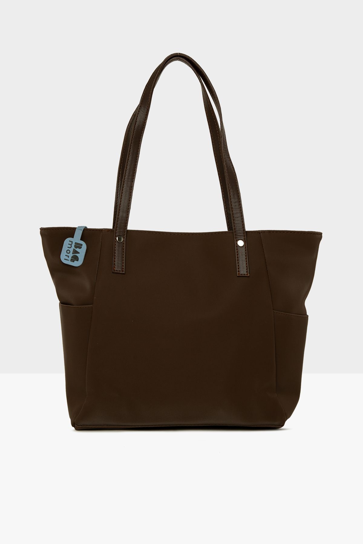 Bagmori-Brown Women's Satin Tote Bag with Front Pocket m 000008506 3