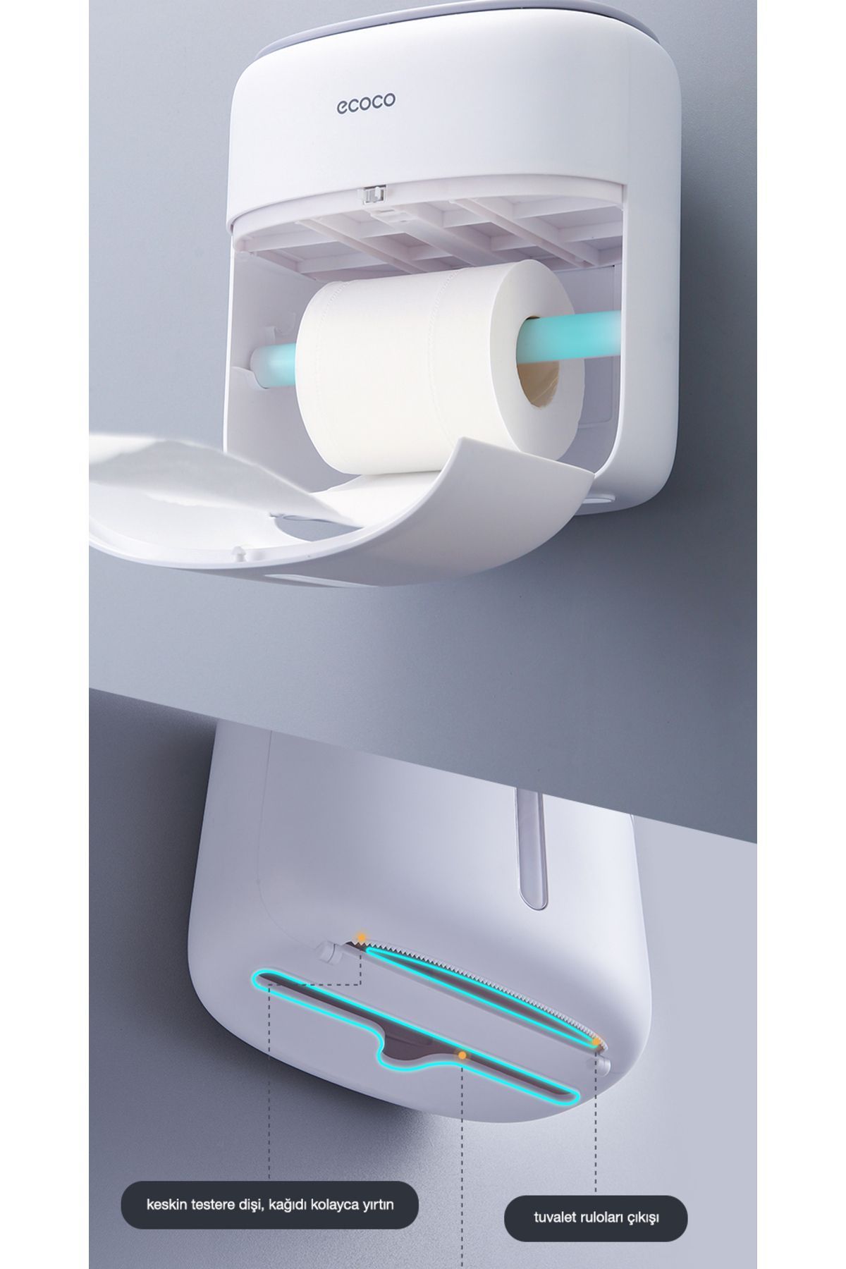 Miecoco-Ecoco Wall Adhesive Touch Toilet Paper Towel Storage Box with Drawers 4