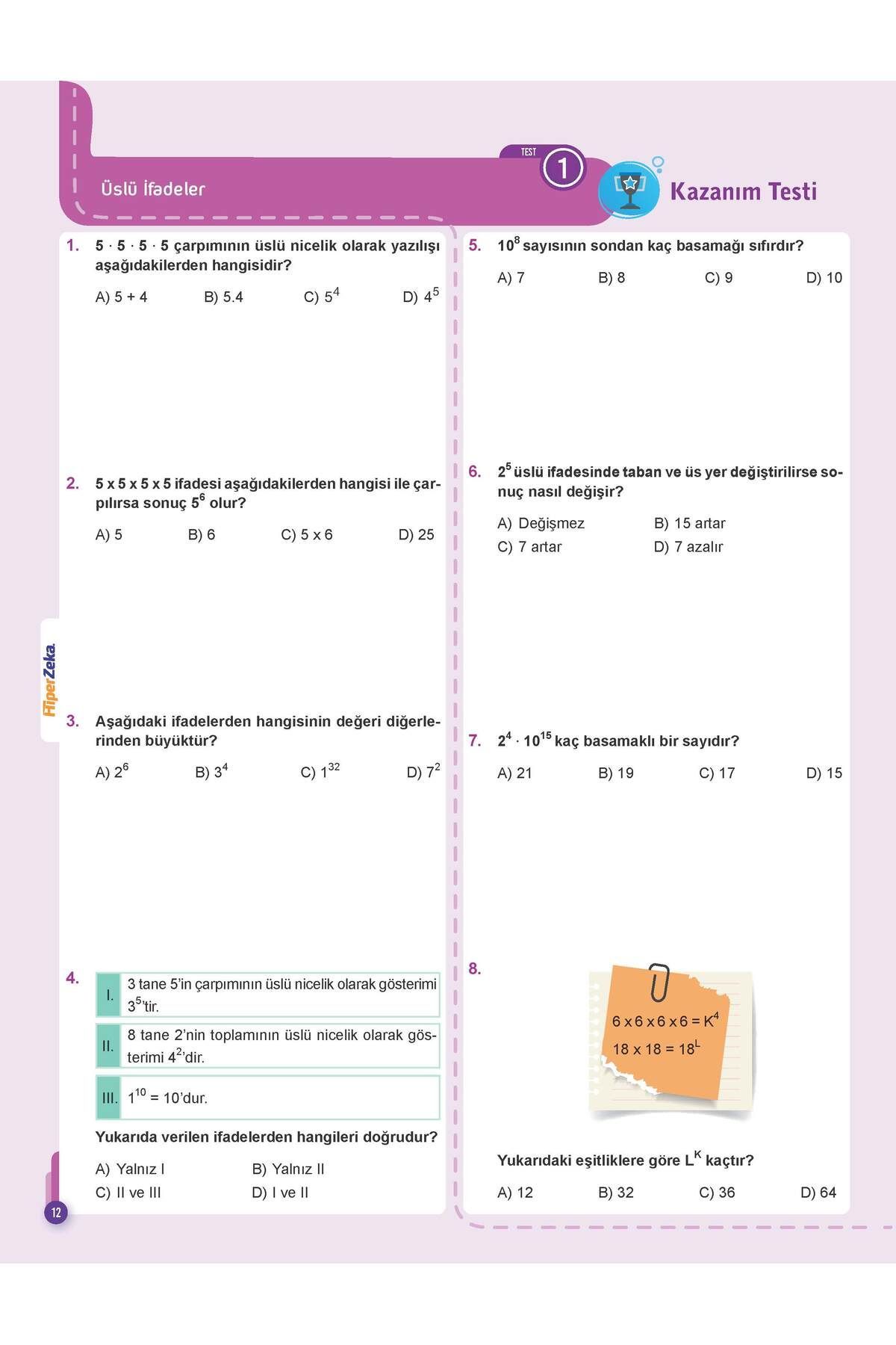 6. Sınıf Hiper Matematik Konu Anlatımlı & Etkinlikli Soru Bankası Serkan Akça