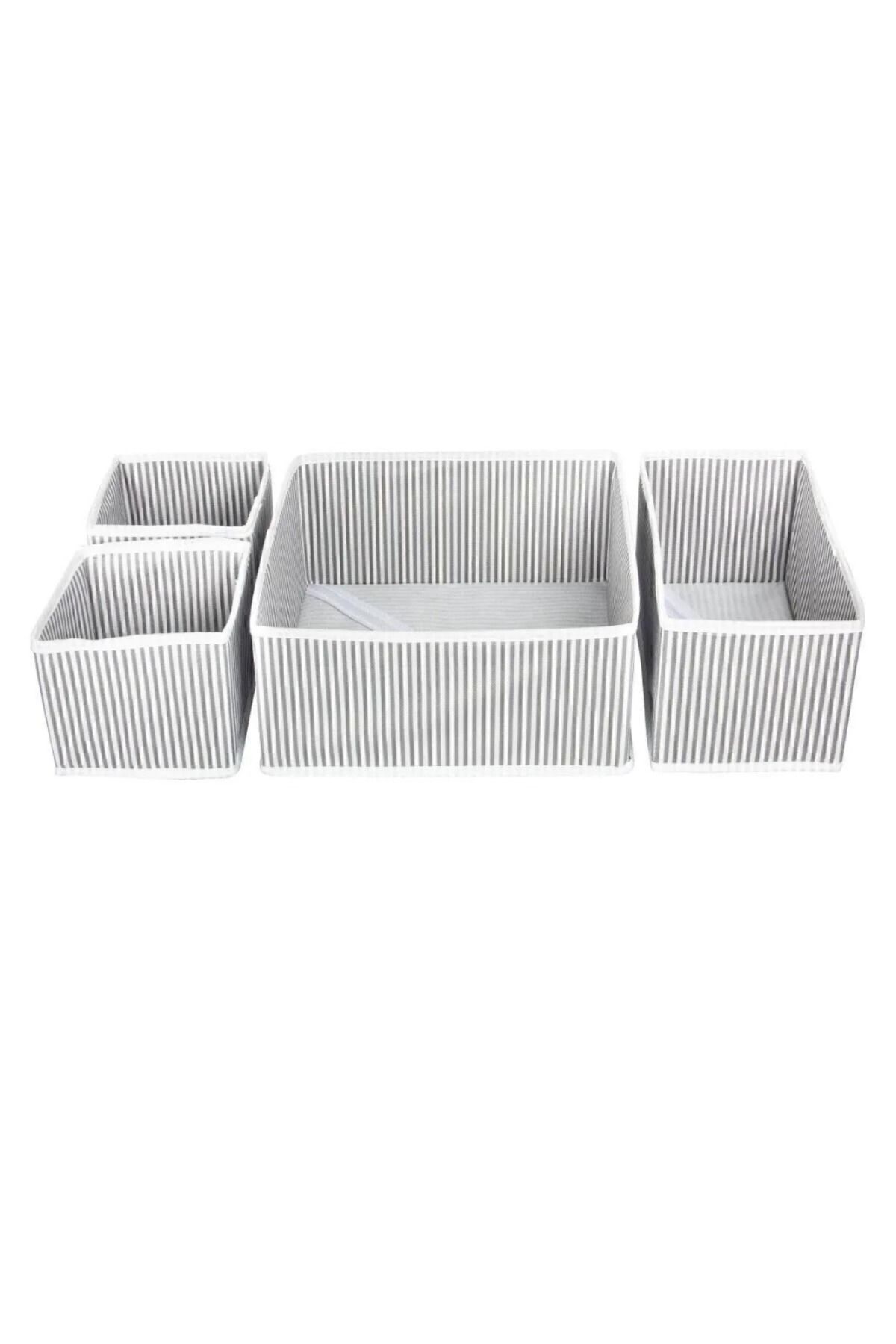 Melantis Set De 4 Cutii Organizatoare Gri Pentru Sertar (compartimentate). - One Size