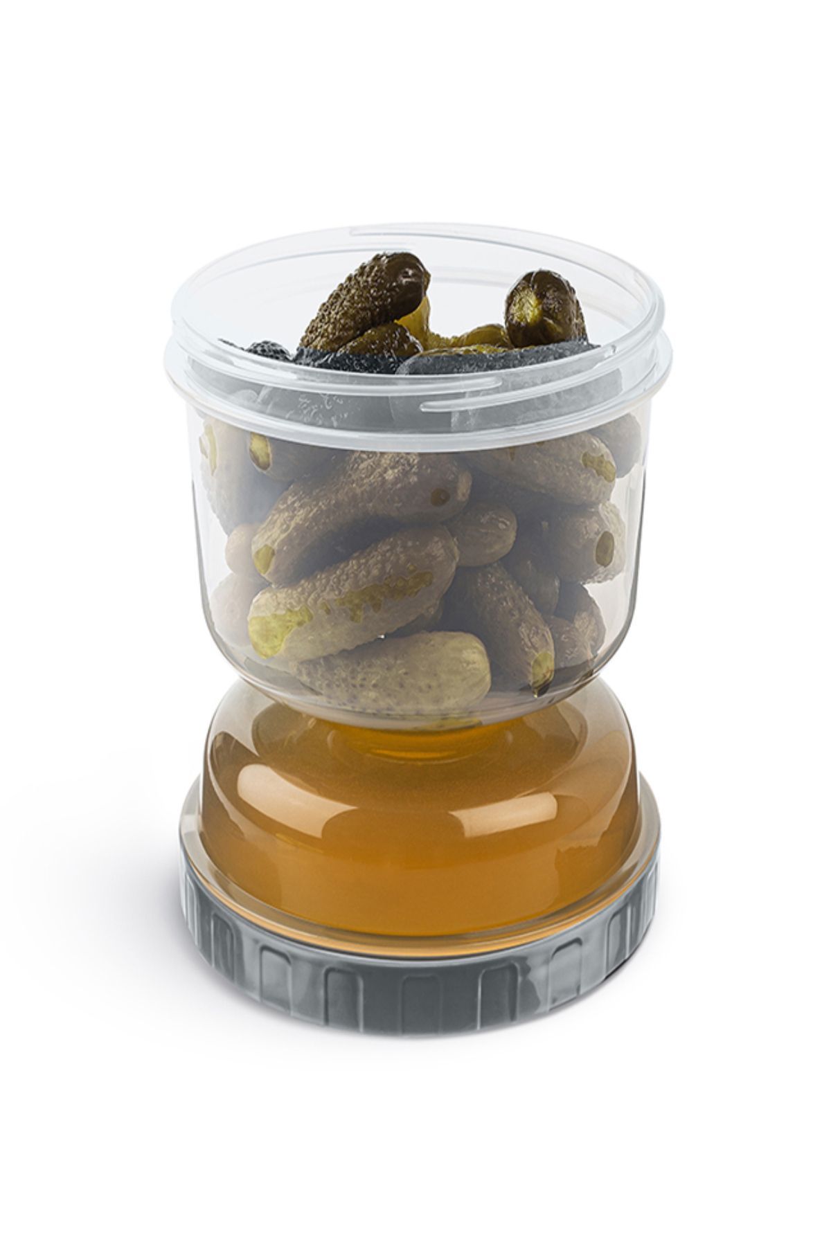 Open Home Concept-Transparent Olive and Pickle Storage Container - with Hourglass Strainer, No -1 5