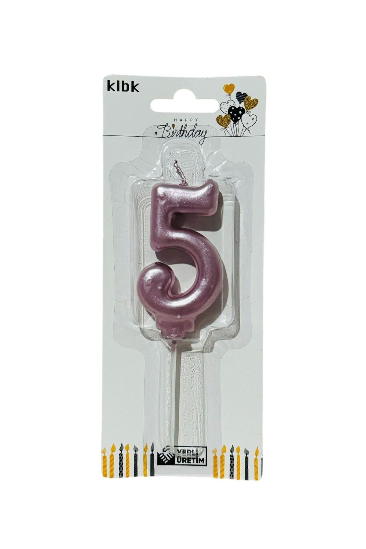 klbk Alya-butık 10 Cm 5 Yaş Doğum Günü Büyük Rakam Sayılı Pasta Mumu Rose Renk Rakam Mum