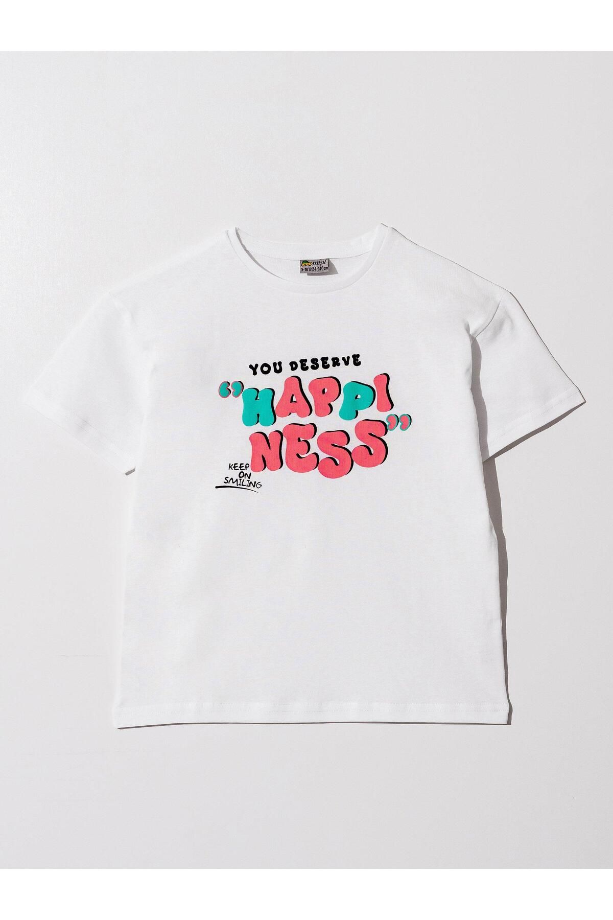 Happiness YOU deserving printed girl T-shirtT-shirt