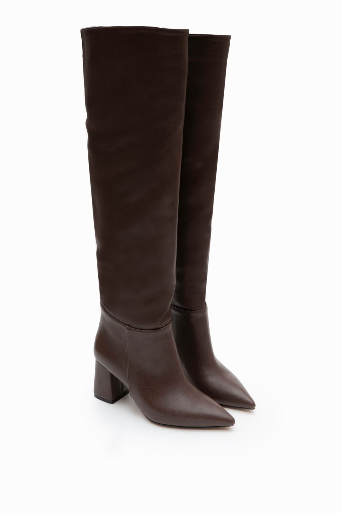 NİŞANTAŞI SHOES-Berny Brown Matte Pointed Toe Damen-Stiefel mit Absatz 4