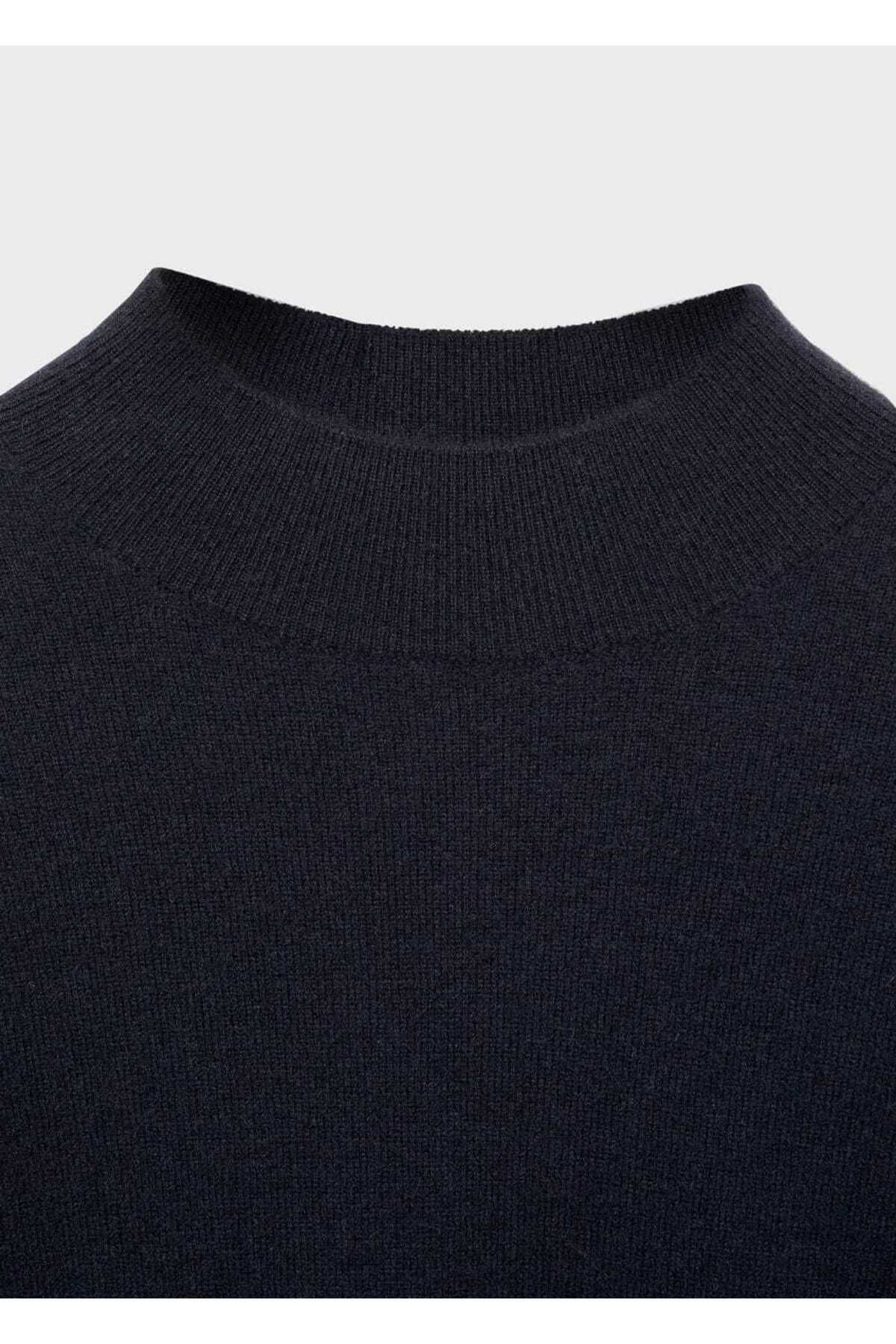 بافت و پلیور مردانه آبی سرمه ای منگوMANGO Man | 77027932 اورجینال - تصویر 6