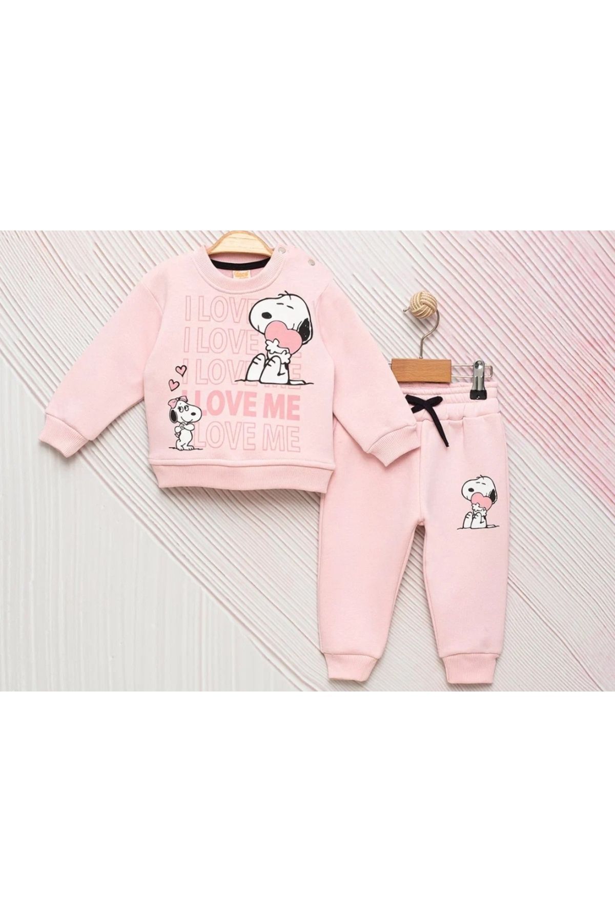 Kız Bebek Snoopy Şardonlu Kışlık Eşofman Takım