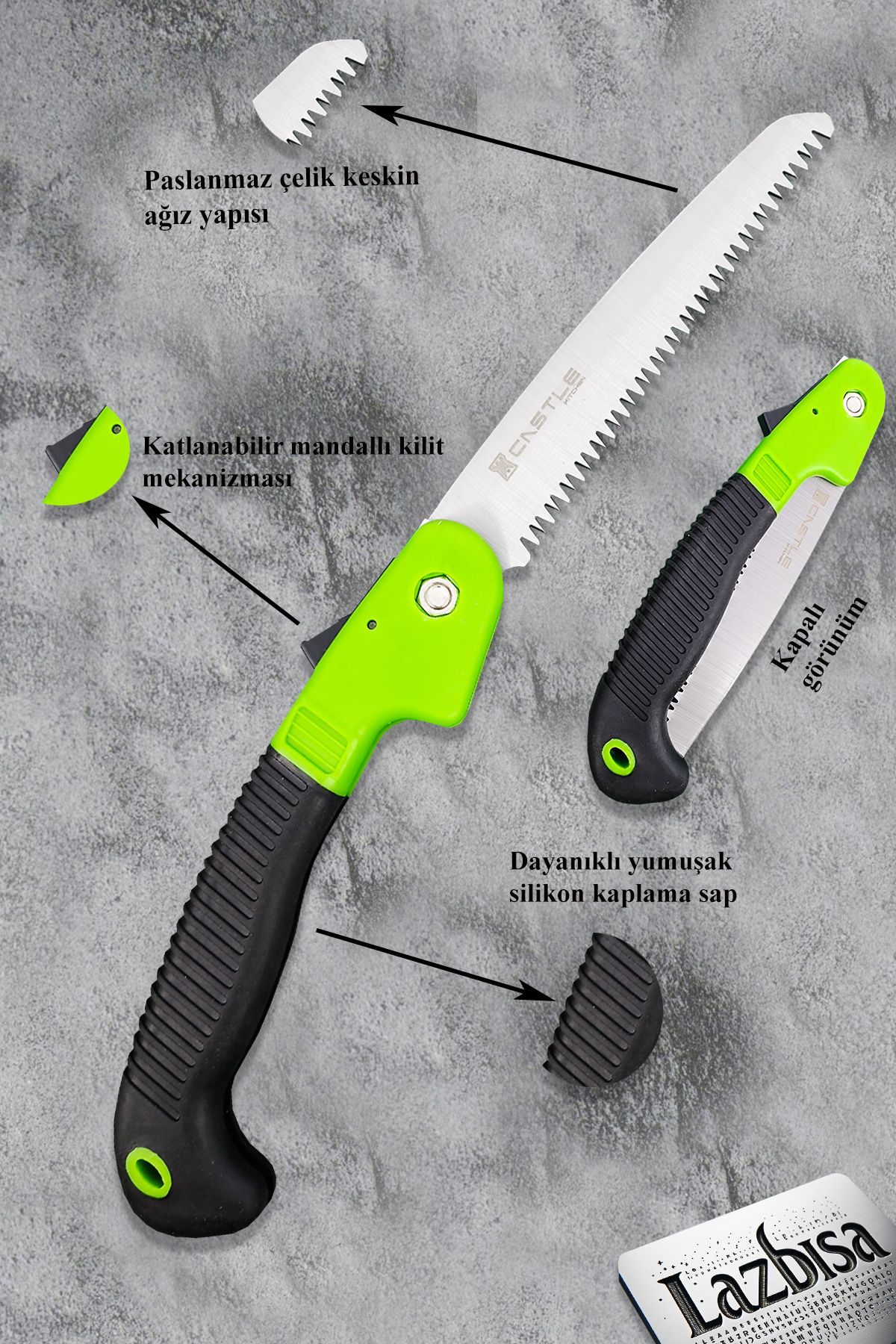CASTLE KNİFE-Lz-K30 Set of 2 - Pruning Shears, Vineyard Scissors and Folding Pruning Saw 3