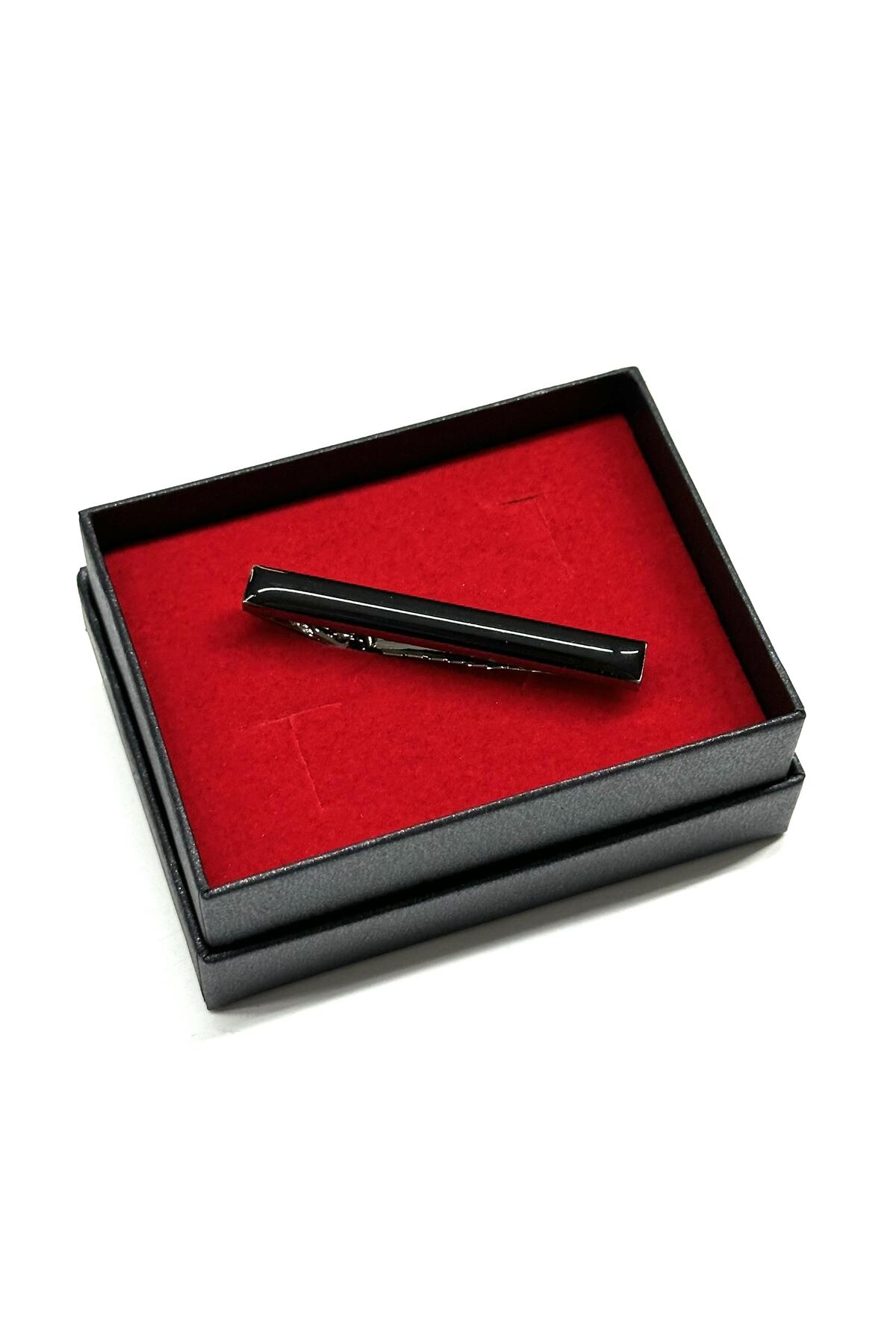  سنجاق کراوات جعبه‌ای مدل ساده مشکی