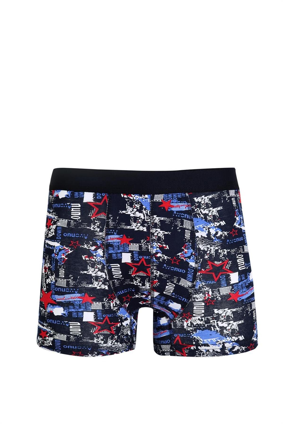 Fashi10 Erkek Penye Likralı Desenli Boxer 40114