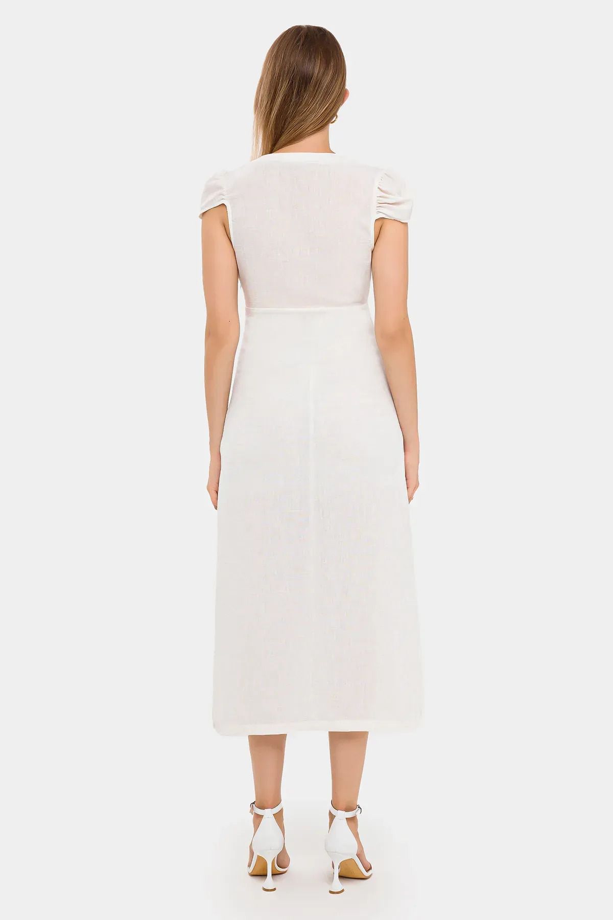 Hiccup-Cap Sleeve Midi Dress - Buttoned 4