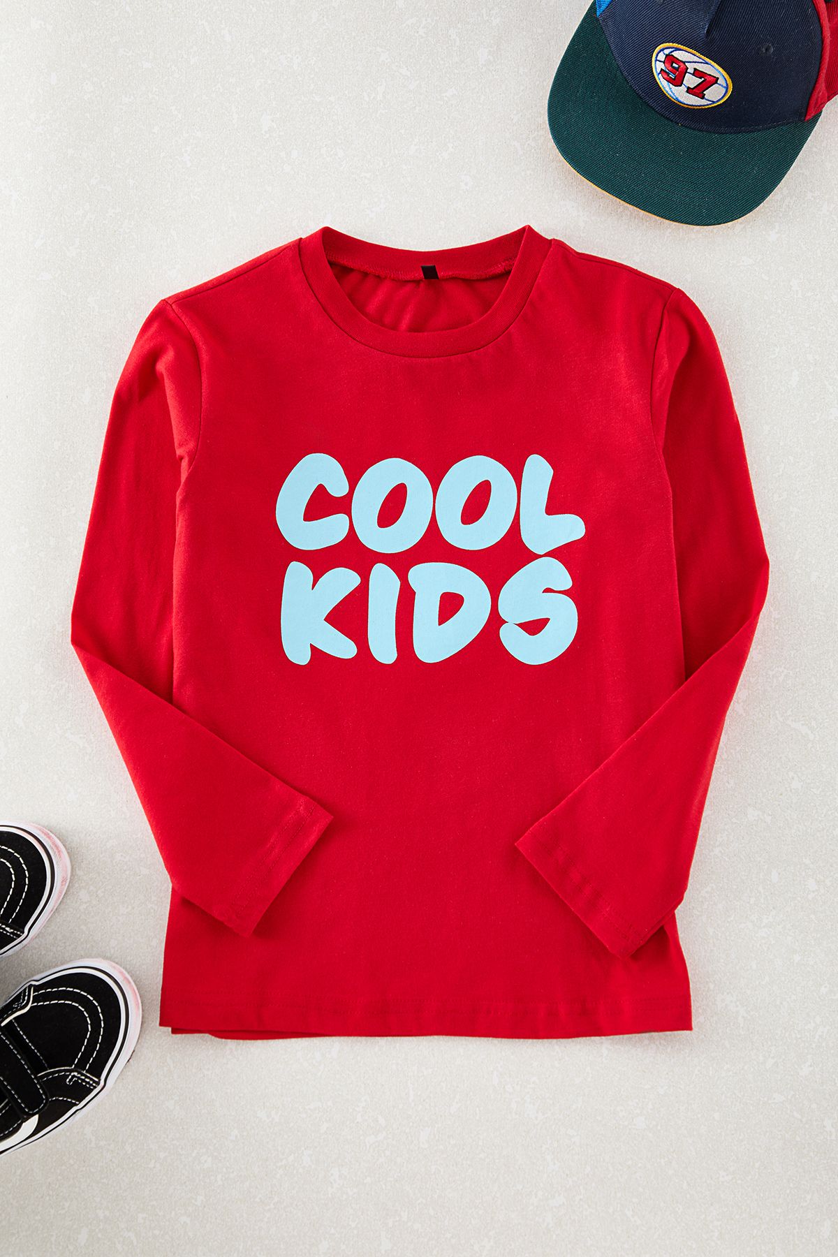 TRENDYOLKIDS-Granatowo-czerwony 3-częściowy, dzianinowy, drukowany garnitur dla chłopca - Tkdaw25Au00141 2