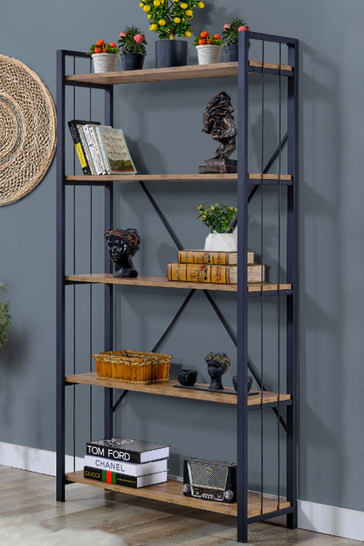 Hat Mobilya Nota Kitaplık Modern 5 Raflı Kitaplık Telli Kitaplık ...