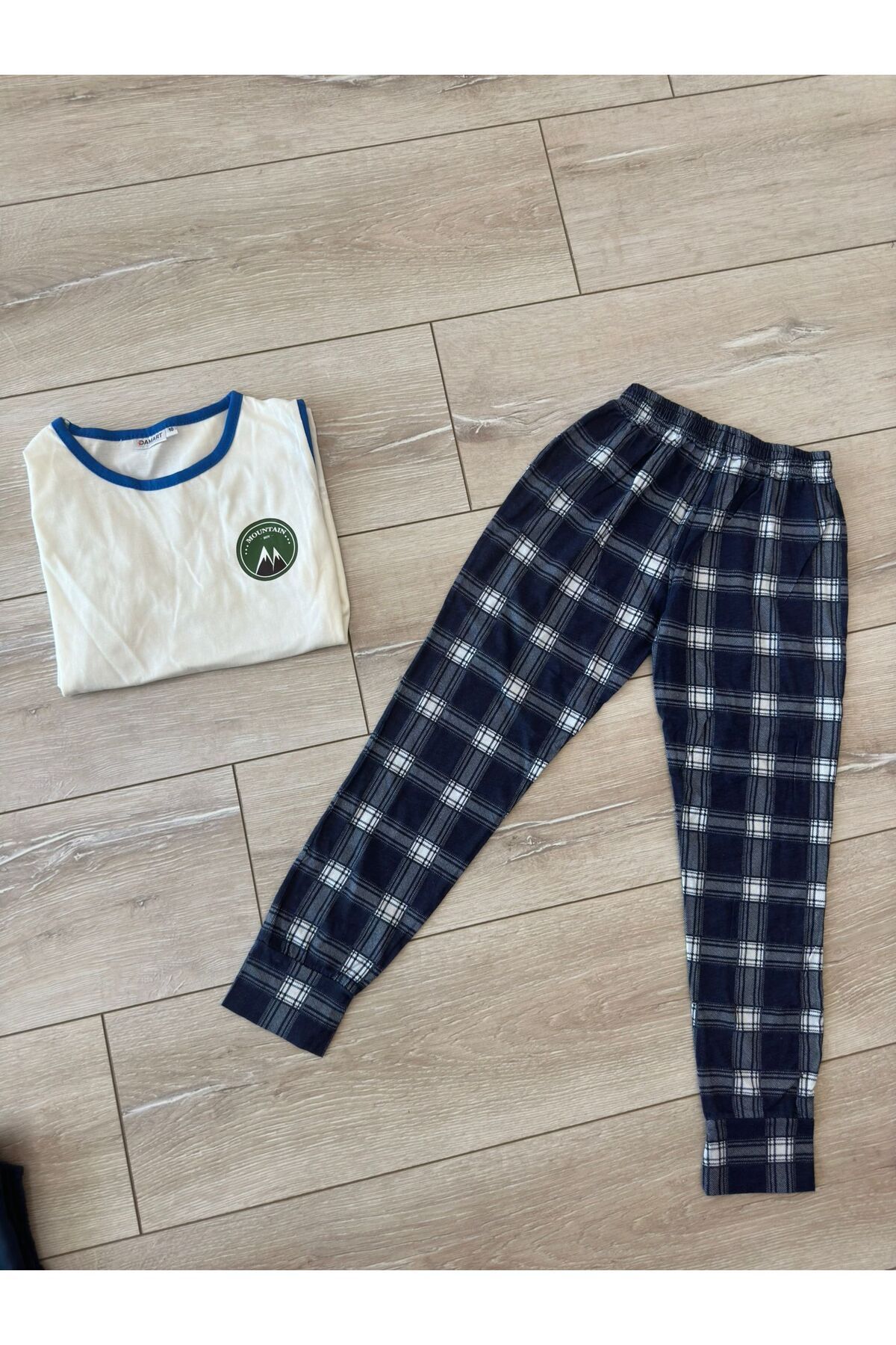 Ekose Çocuk Pamuklu Tek alt Pijama Altı