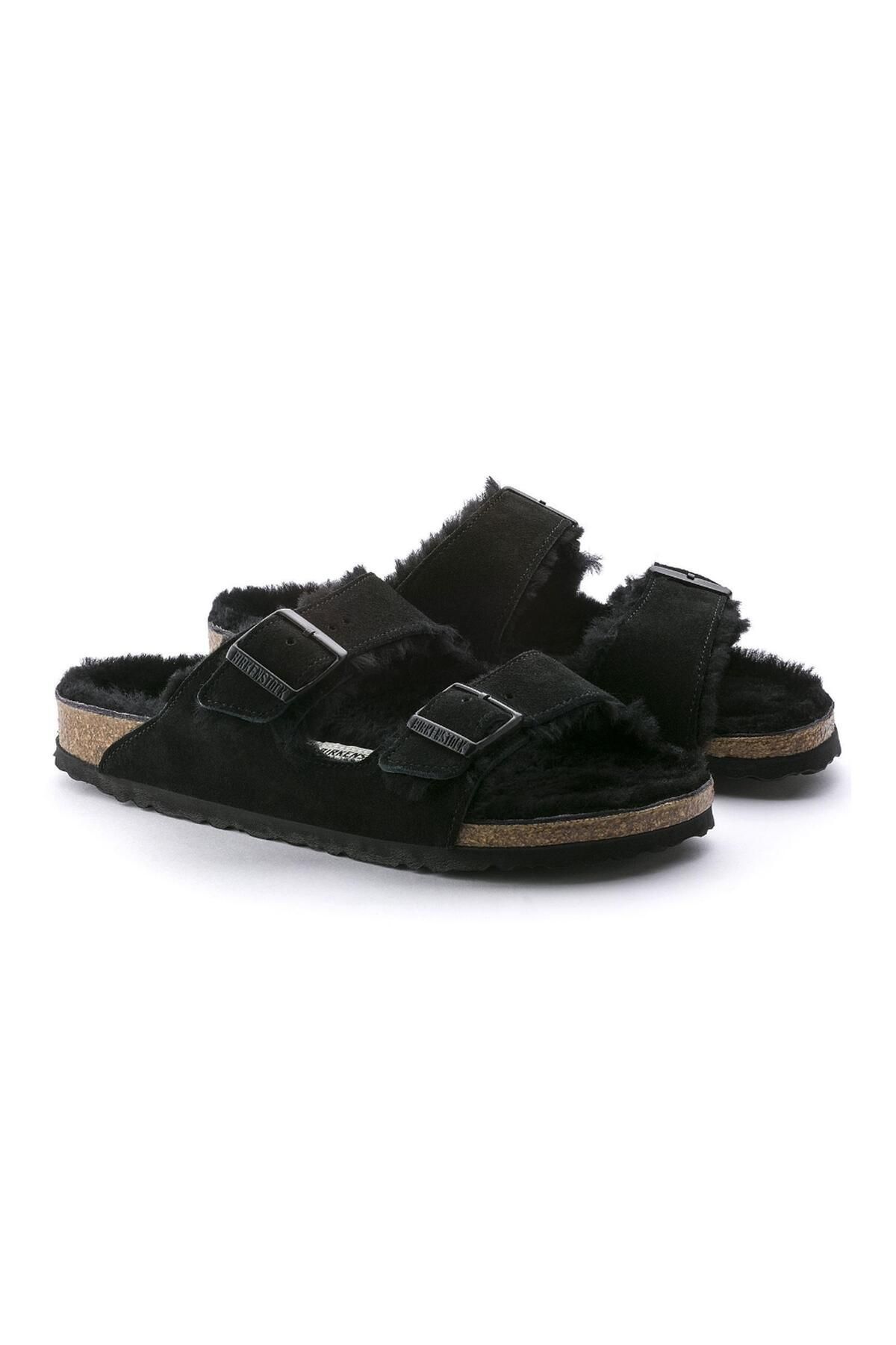 دمپایی مردانه و زنانه آریزونا VL SHEARLING SUDEE چرمی مشکی یونیسکس SLIPPER Birkenstock