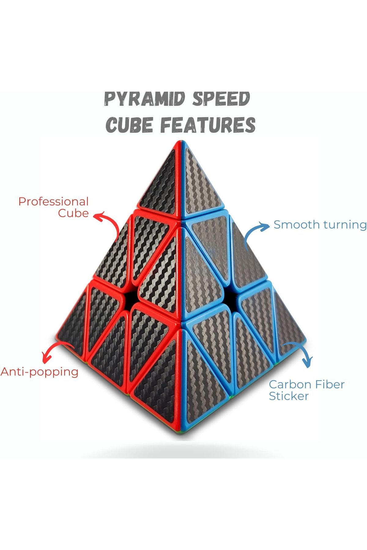 TOYFEST-Qy Fiber Carbon Pyramid Pyraminx Cube Fast Rubic Intelligence Patience Cube 3