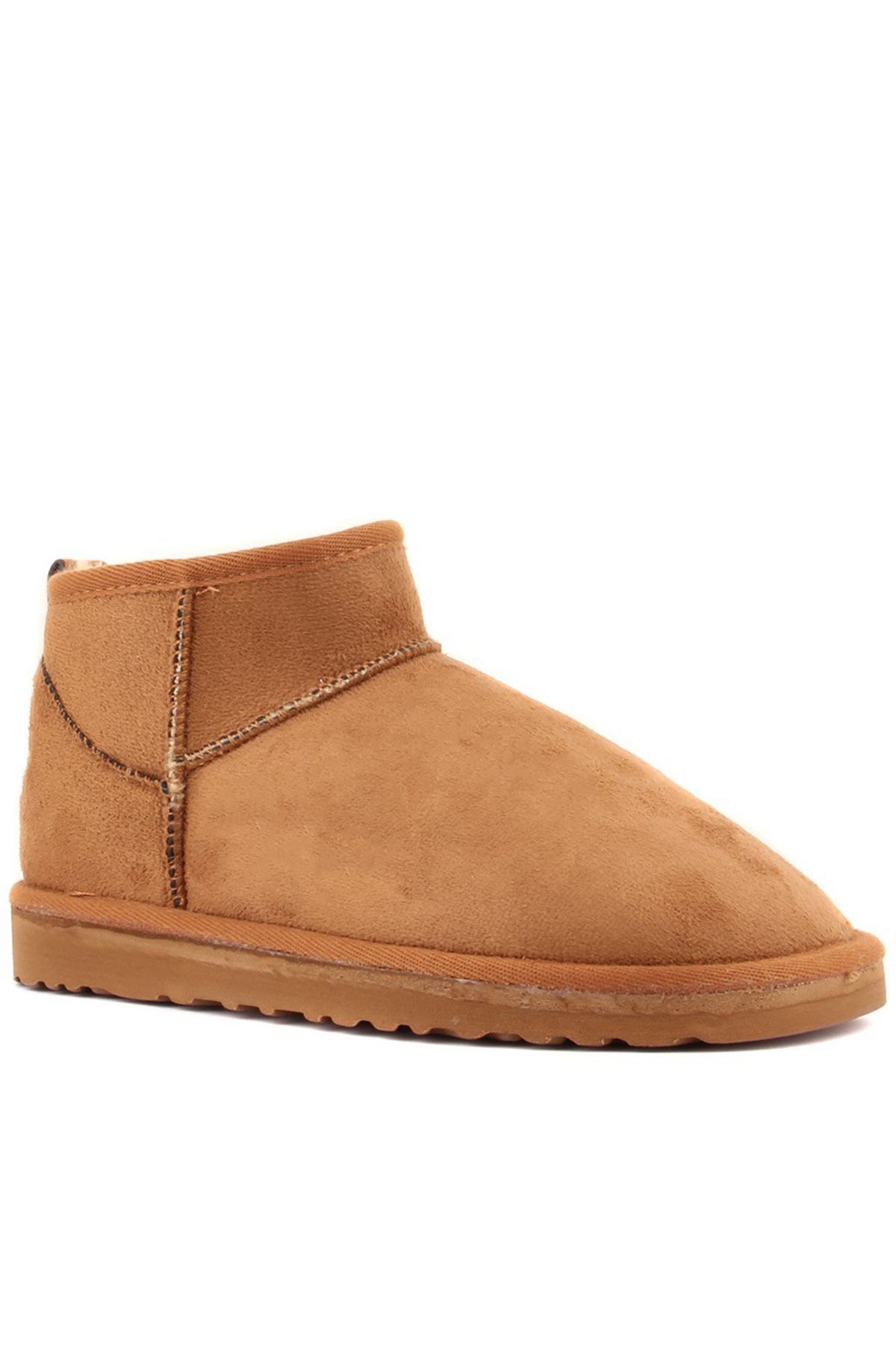 Yula Fashion Shoes-حذاء نسائي من الجلد المدبوغ باللون البني الفاتح ونعل سميك من الريش 3