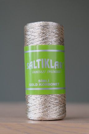 SALTIKLAR Simli Kordonet Örgü Nakış Ipi Premium Kordonet Ipi Açık Bej Sg-101