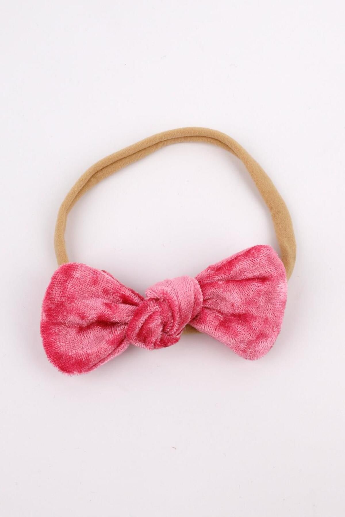 Le Mabelle-Pink Velvet Bow Girl's Hair Band 2