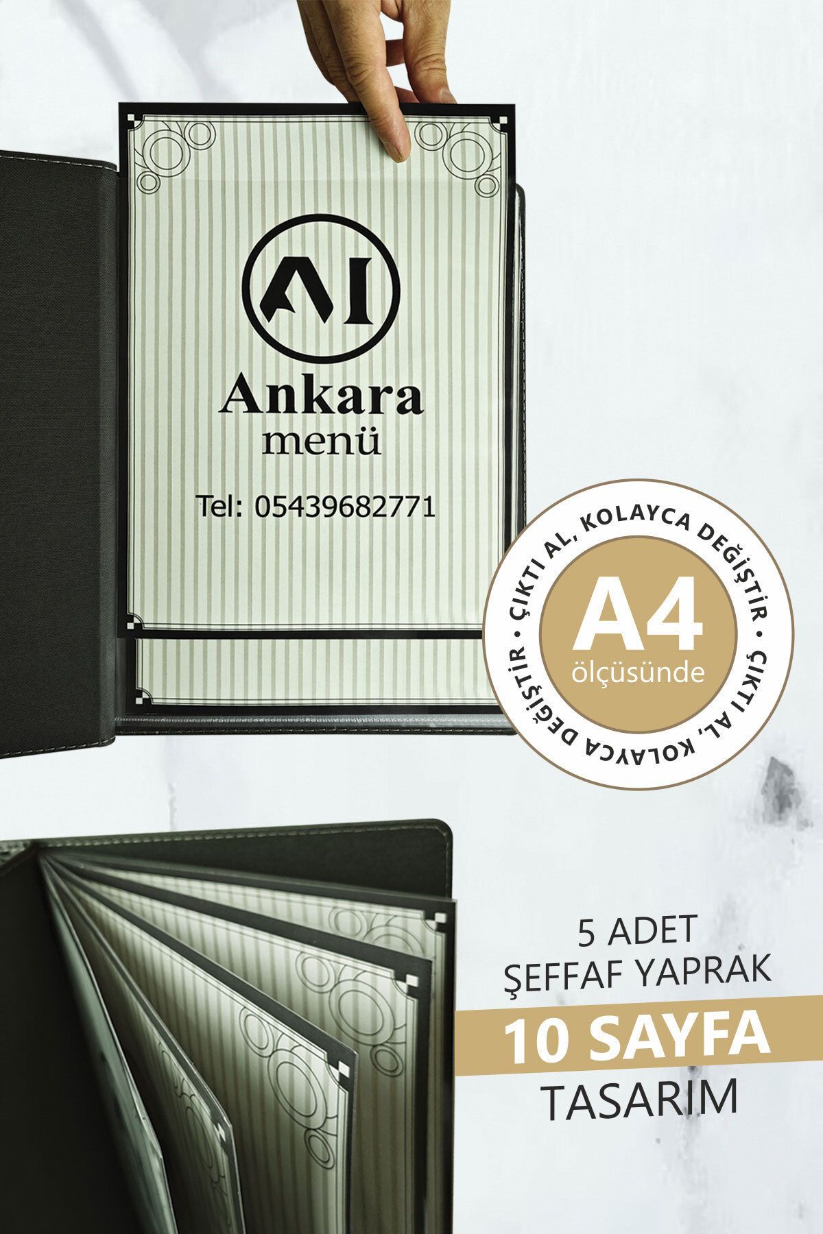 ankara menü-Acidatli Printed A4 Menu Container - 5 Sheets 5