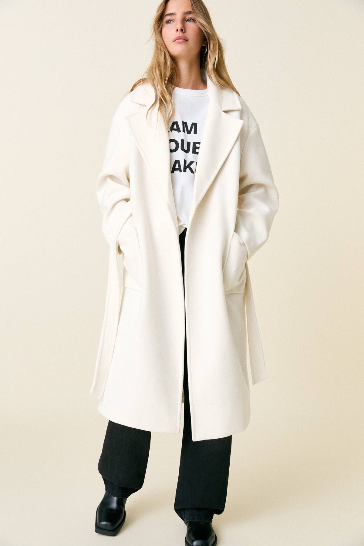 Belted cashmere coat