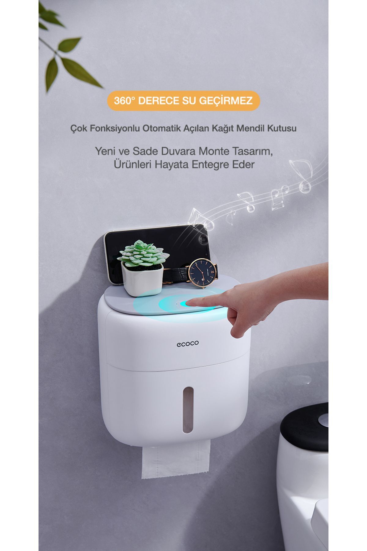 Miecoco-Ecoco Wall Adhesive Touch Toilet Paper Towel Storage Box with Drawers 7