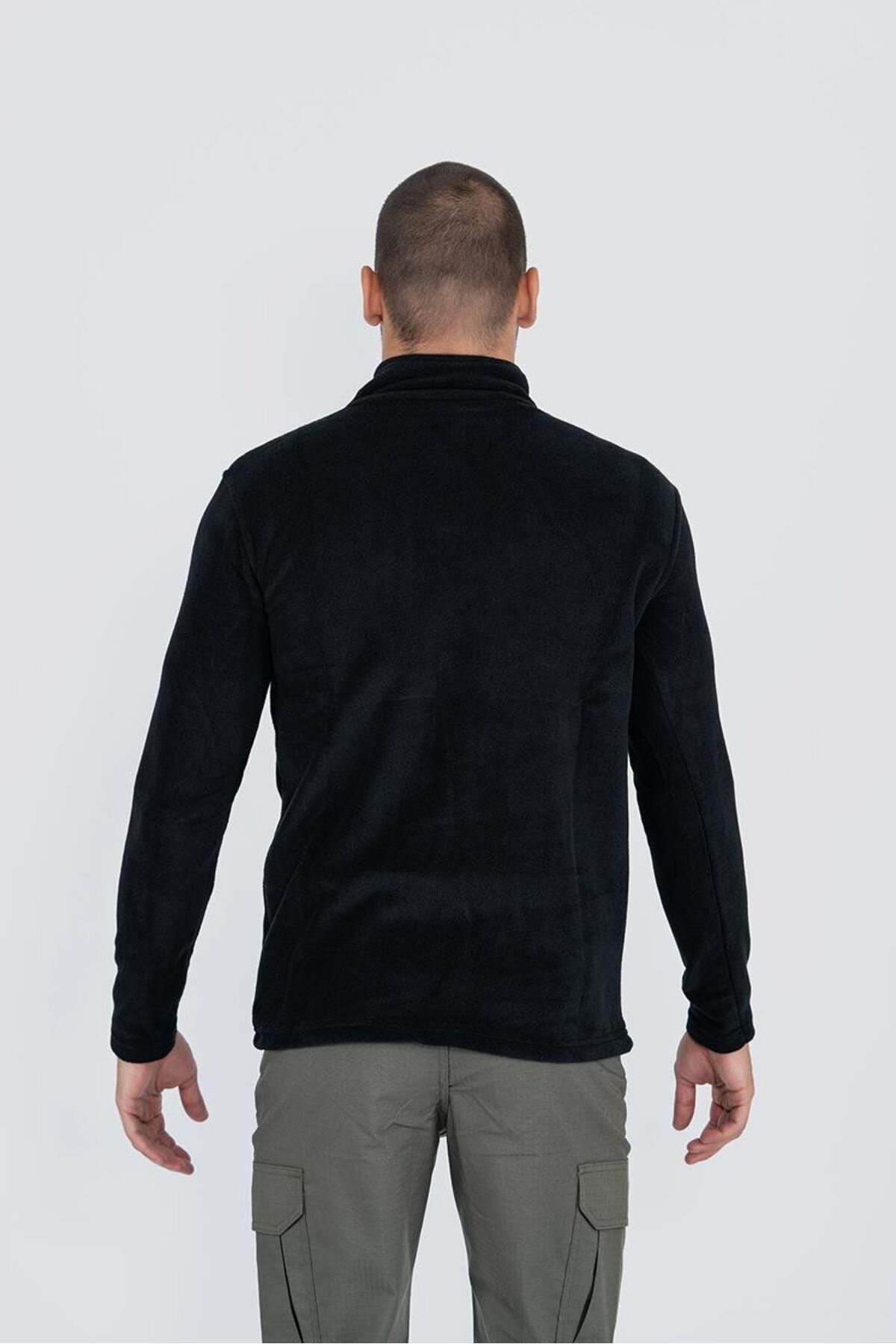 سویشرت تاکتیکی نیم زیپ پشمی ضد پرزگیری Bikatex یقه ایستاده پشمی - 903-BLACK - S — مشکی 4B8PJEY8RM — تصویر 2 از 5