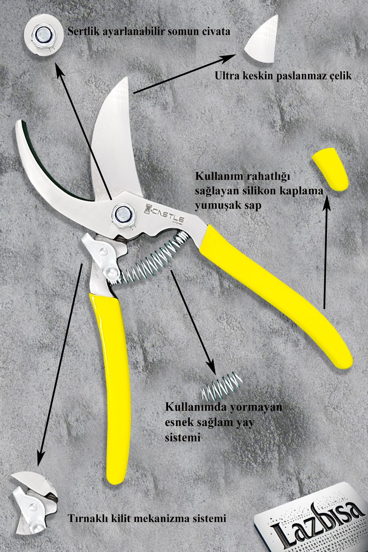 CASTLE KNİFE-Lz-K30 Set of 2 - Pruning Shears, Vineyard Scissors and Folding Pruning Saw 2