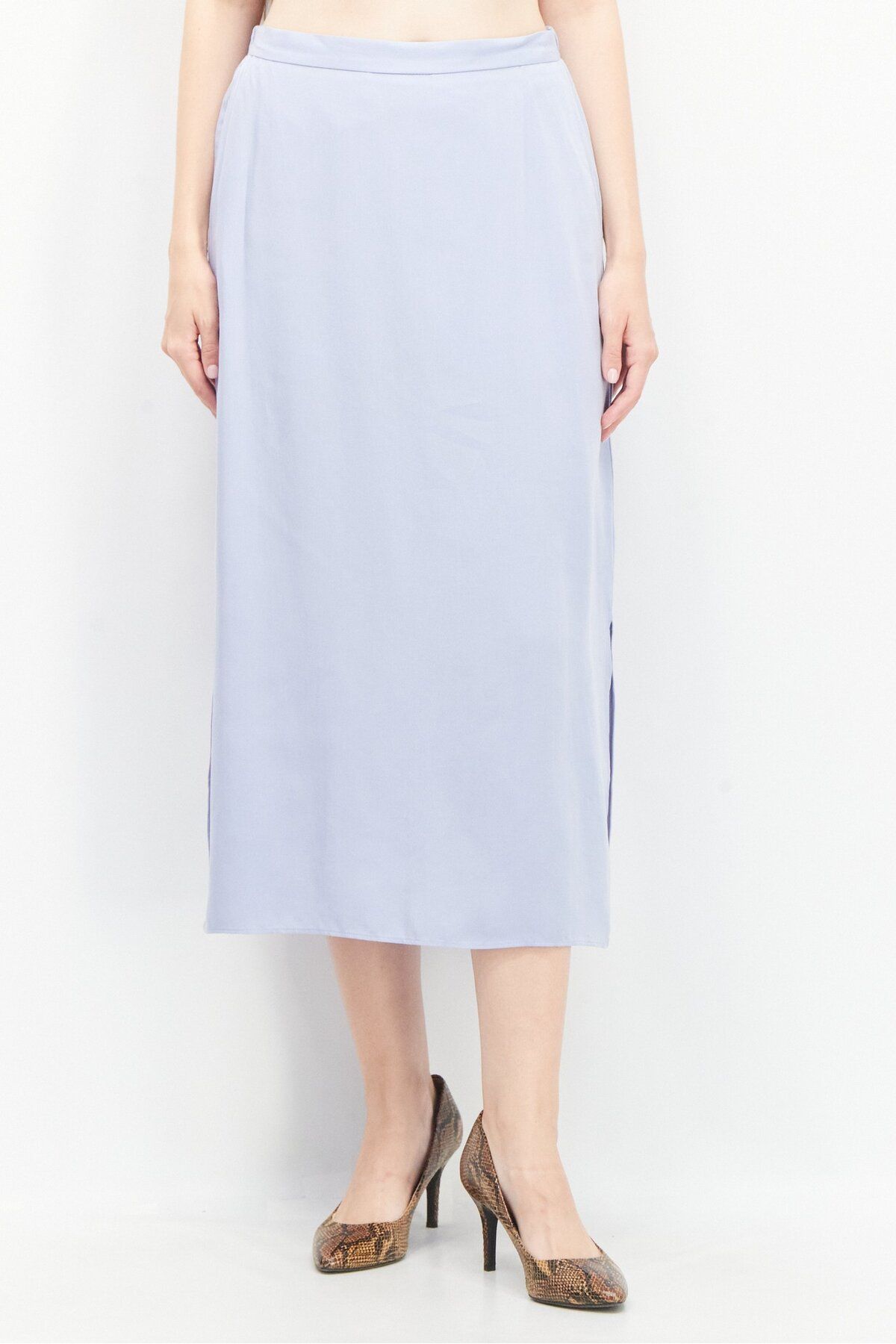 Tchibo-Women Solid Midi Skirt, Lavender 1