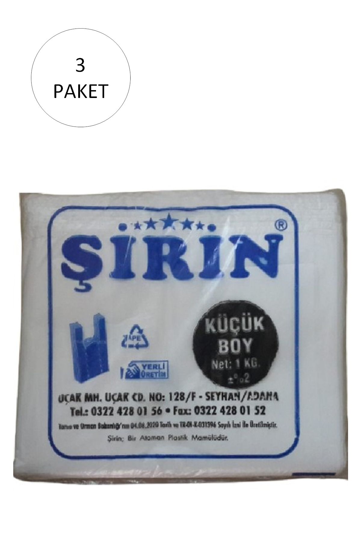 Şirin Beyaz Kalın Atlet Poşet Küçük Boy 25x45 Cm 1 Kg 3 Paket (Takriben 330 Adet)