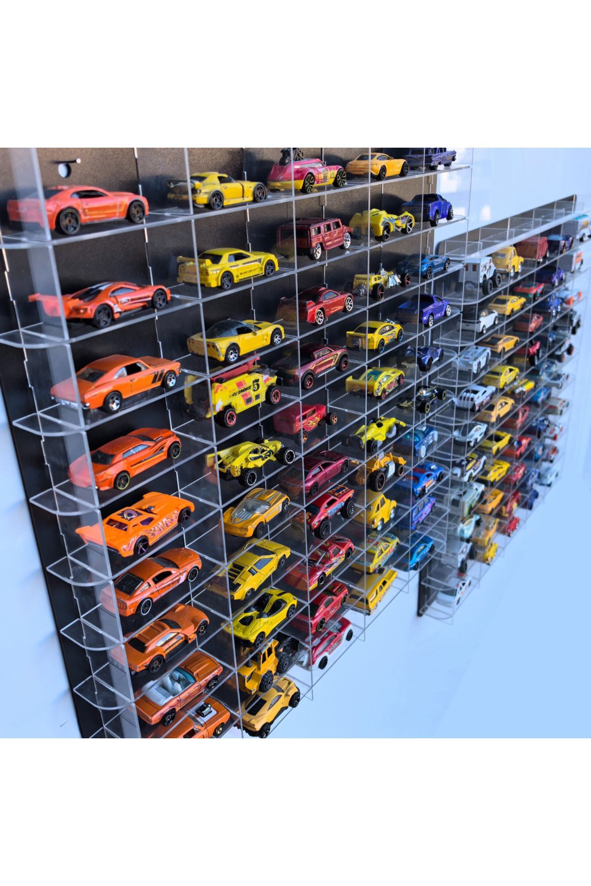 100 Hücre Akrilik 1/64 Hotwheels Matchbox Oyuncak Hobi Model Araç Araba Rafı