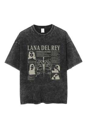 Toum Enya Takı Yıkamalı Streetwear Lana Del Rey  Baskılı Unisex Oversize Vint...