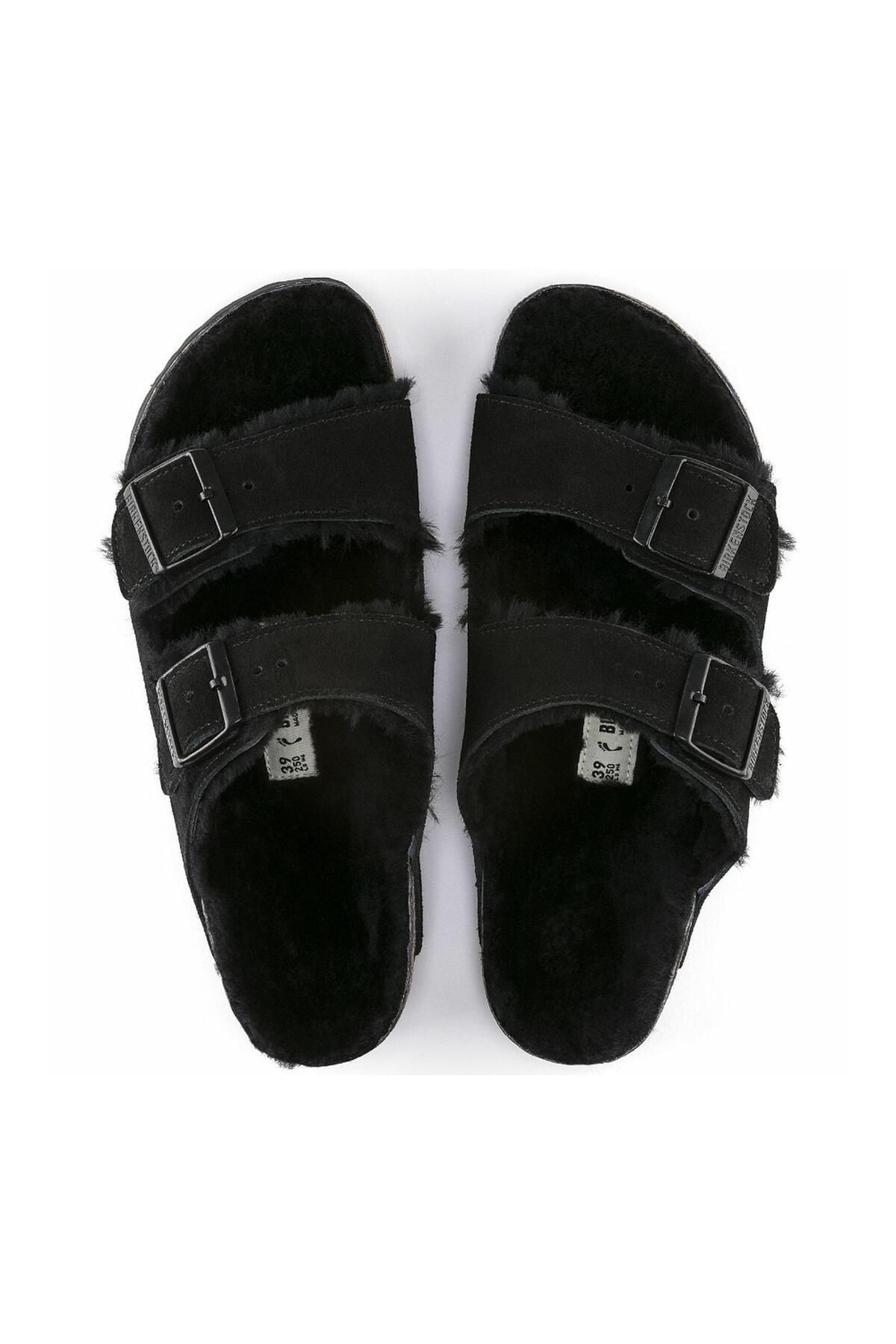 دمپایی مردانه و زنانه آریزونا VL SHEARLING SUDEE چرمی مشکی یونیسکس SLIPPER Birkenstock