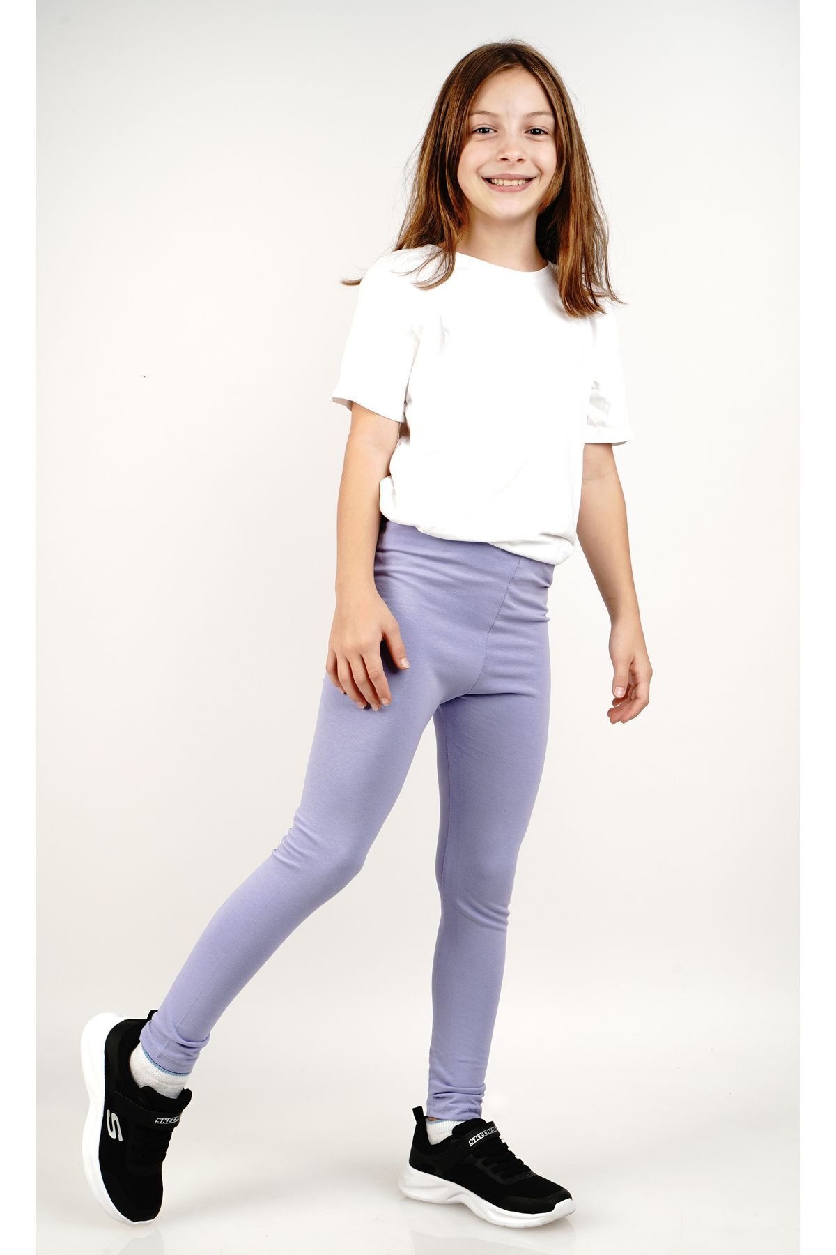 Girl 'S long tights lycra cotton lilac