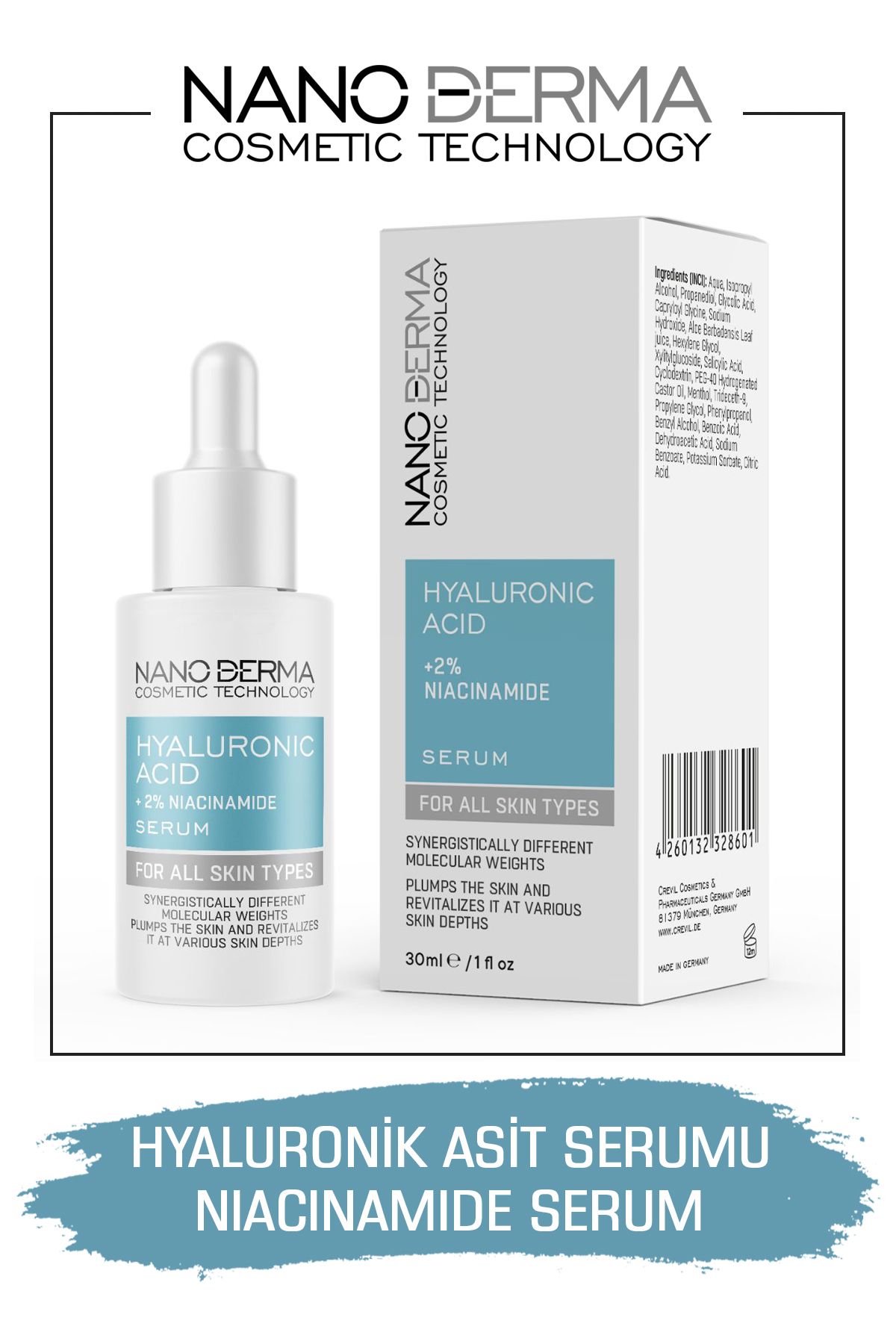 Hyaluronik Asit Niacinamide Serumu Yoğun Nemlendirici Besleyici Parlatıcı Hyaluronic Acid Serum 30ML