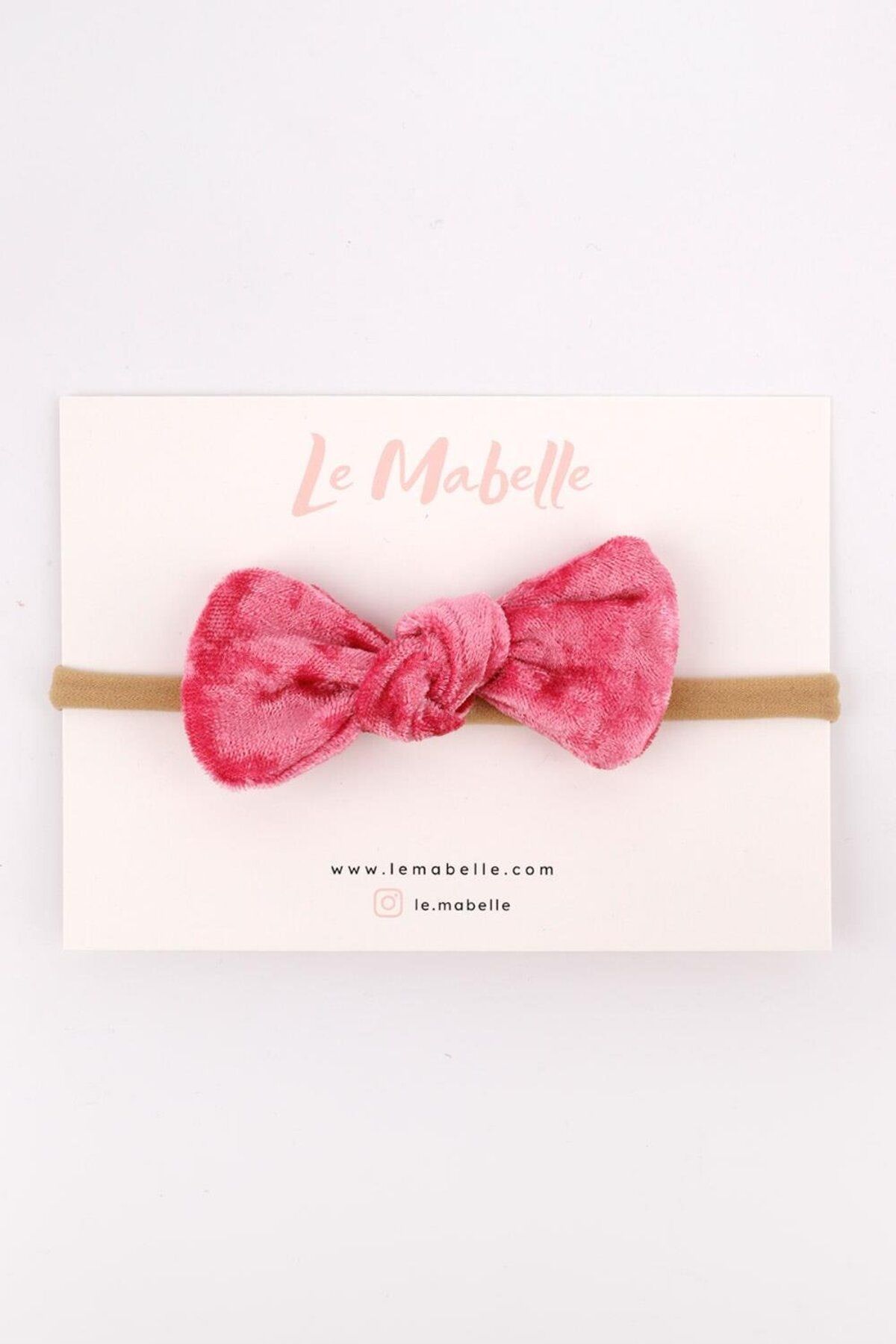 Le Mabelle-Pink Velvet Bow Girl's Hair Band 1