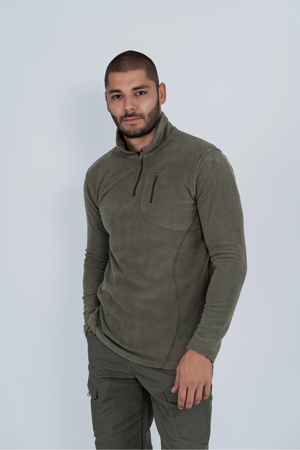 سویشرت تاکتیکی نیم زیپ Bikatex مدل Polar Anti-Polding Fit Stand Up Collar Fleece - 903-KHAKI - XL — خاکی 4B8PJEY8RM — تصویر 5 از 6