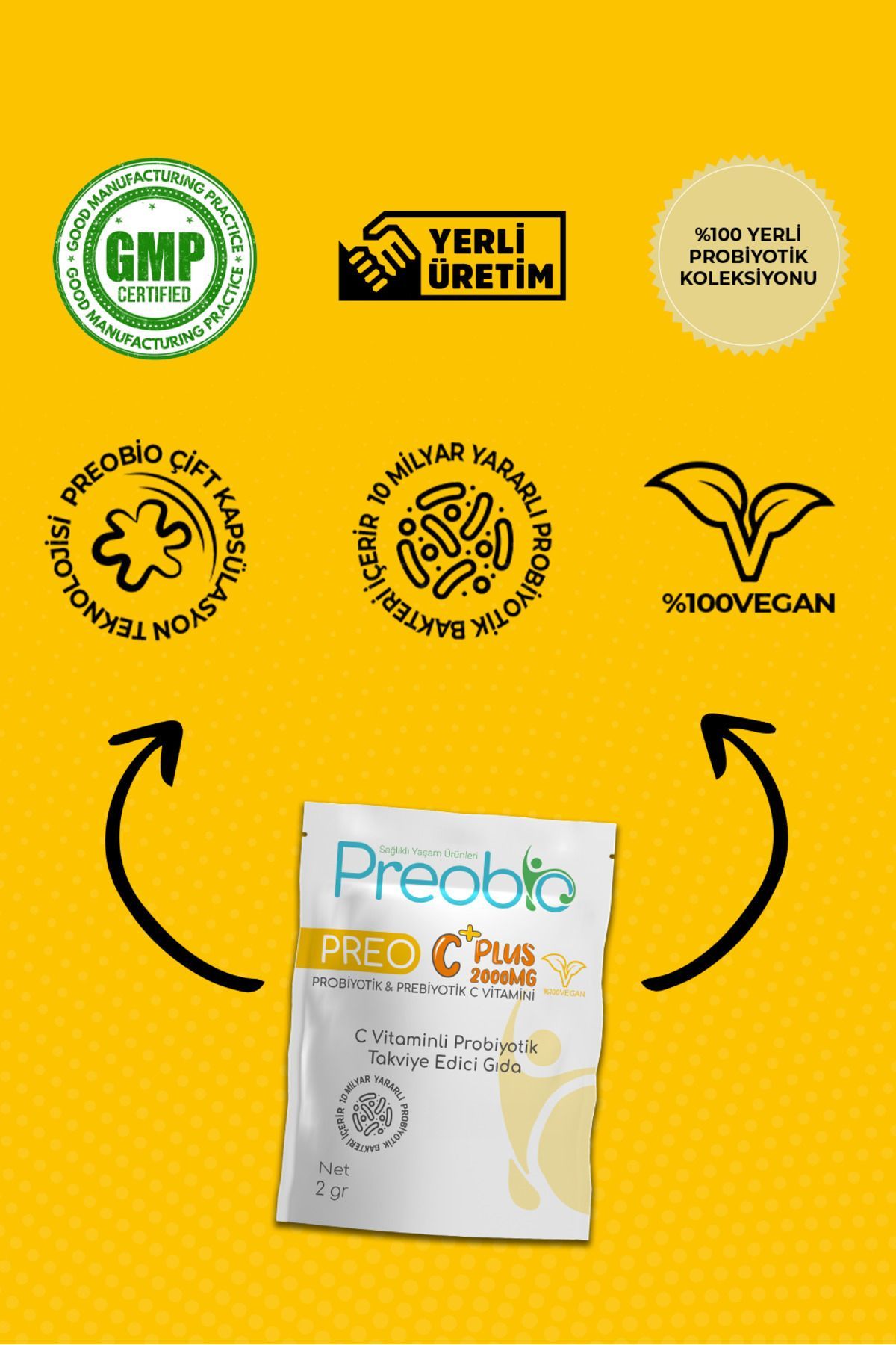 Preobio-Preo C Plus - Food Supplement Containing Probiotics and Vitamin C 20 Pieces x 2 gr in 1 Box 3
