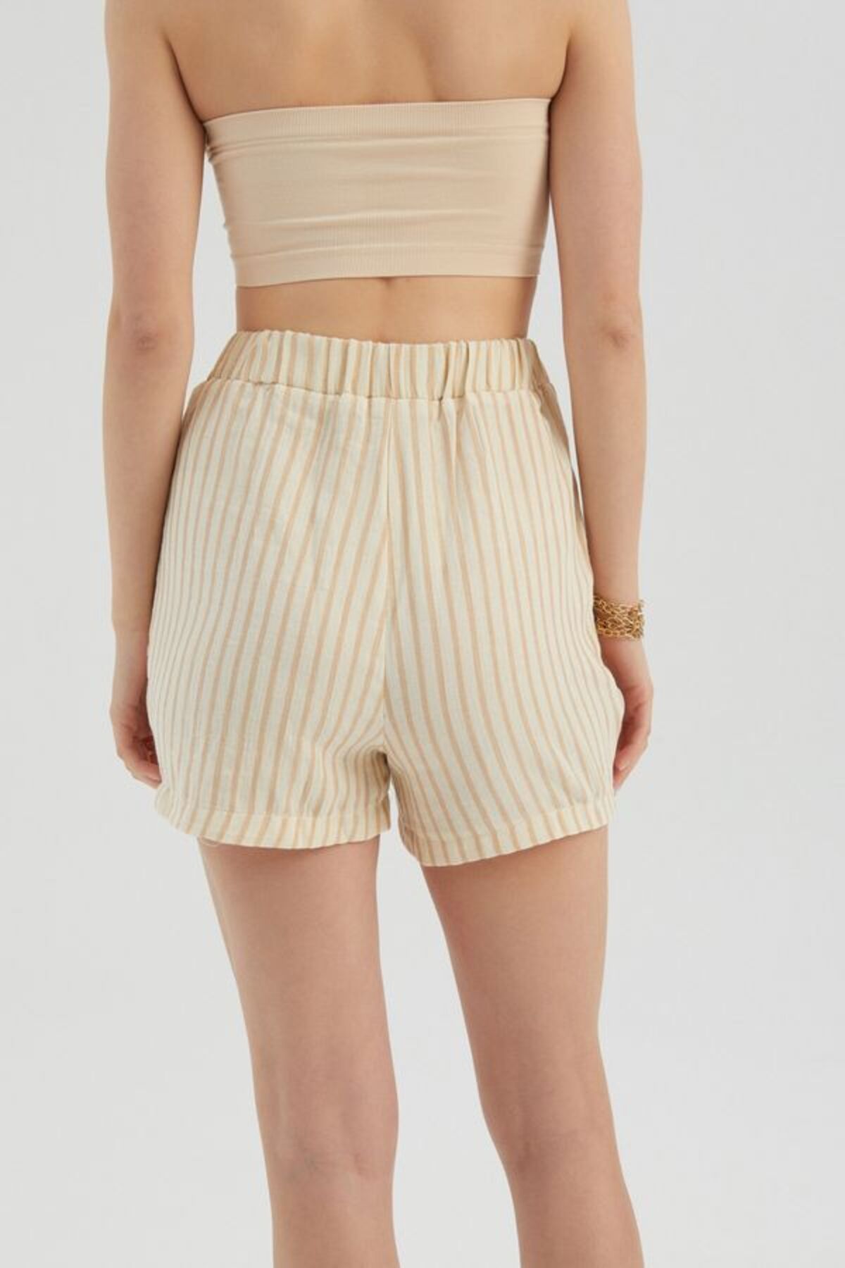 Hiccup-Stripe High Waist Elastic Waist Shorts 6