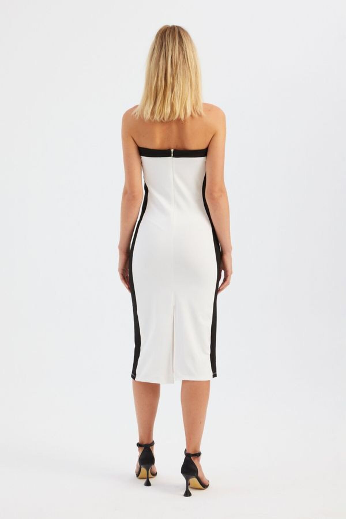 Hiccup-Strapless Color Block Midi Dress 4