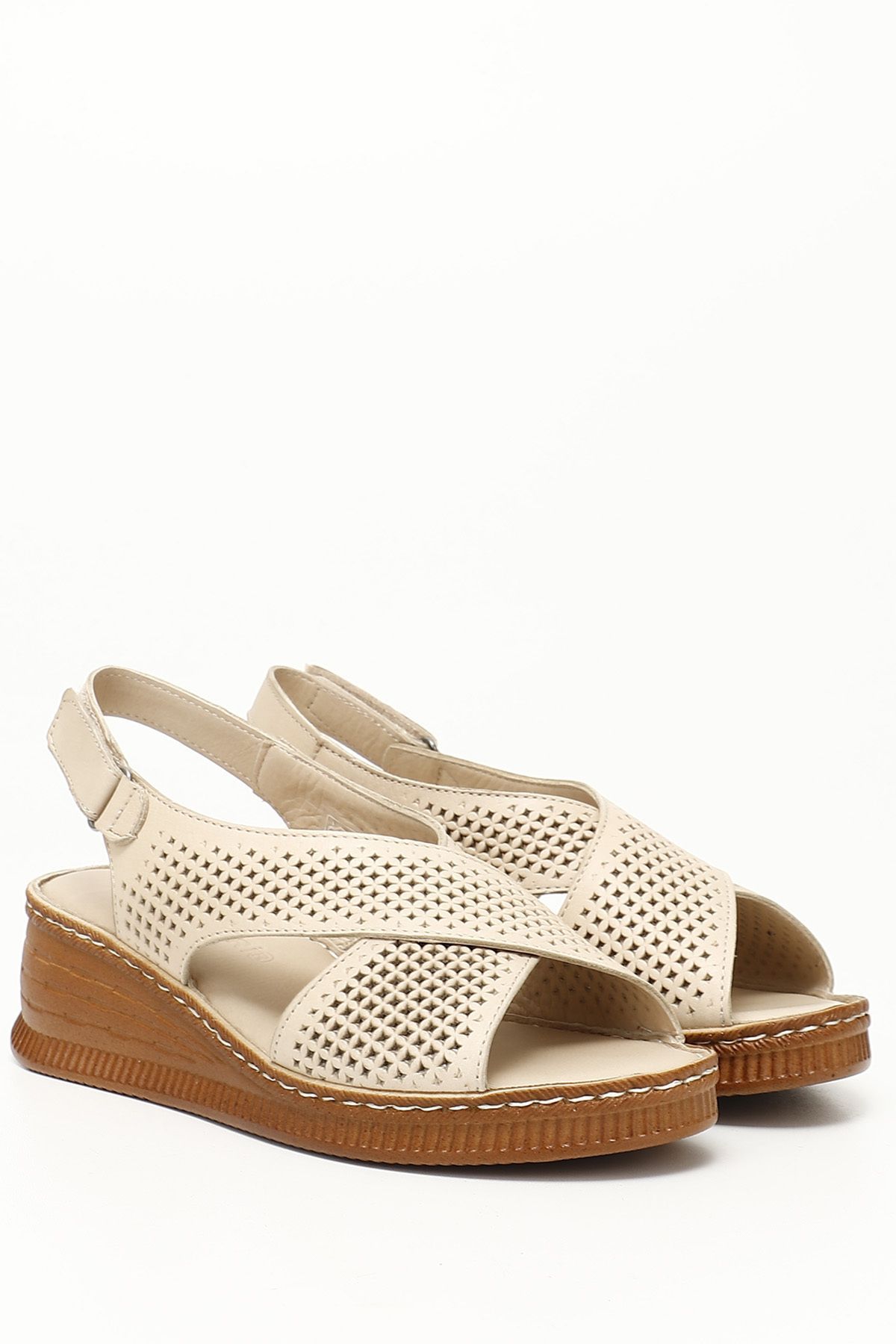 صندل نود زنانه R Beige Antique Hey چرمی Fill Sandals 45886 GÖNDERİ(R)