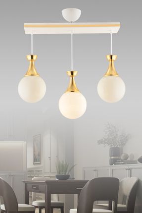 GYK LİGHT MİNEL 3LÜ CAKA BEYAZ GOLD BEYAZ YUVARLAK CAMLI AVİZE
